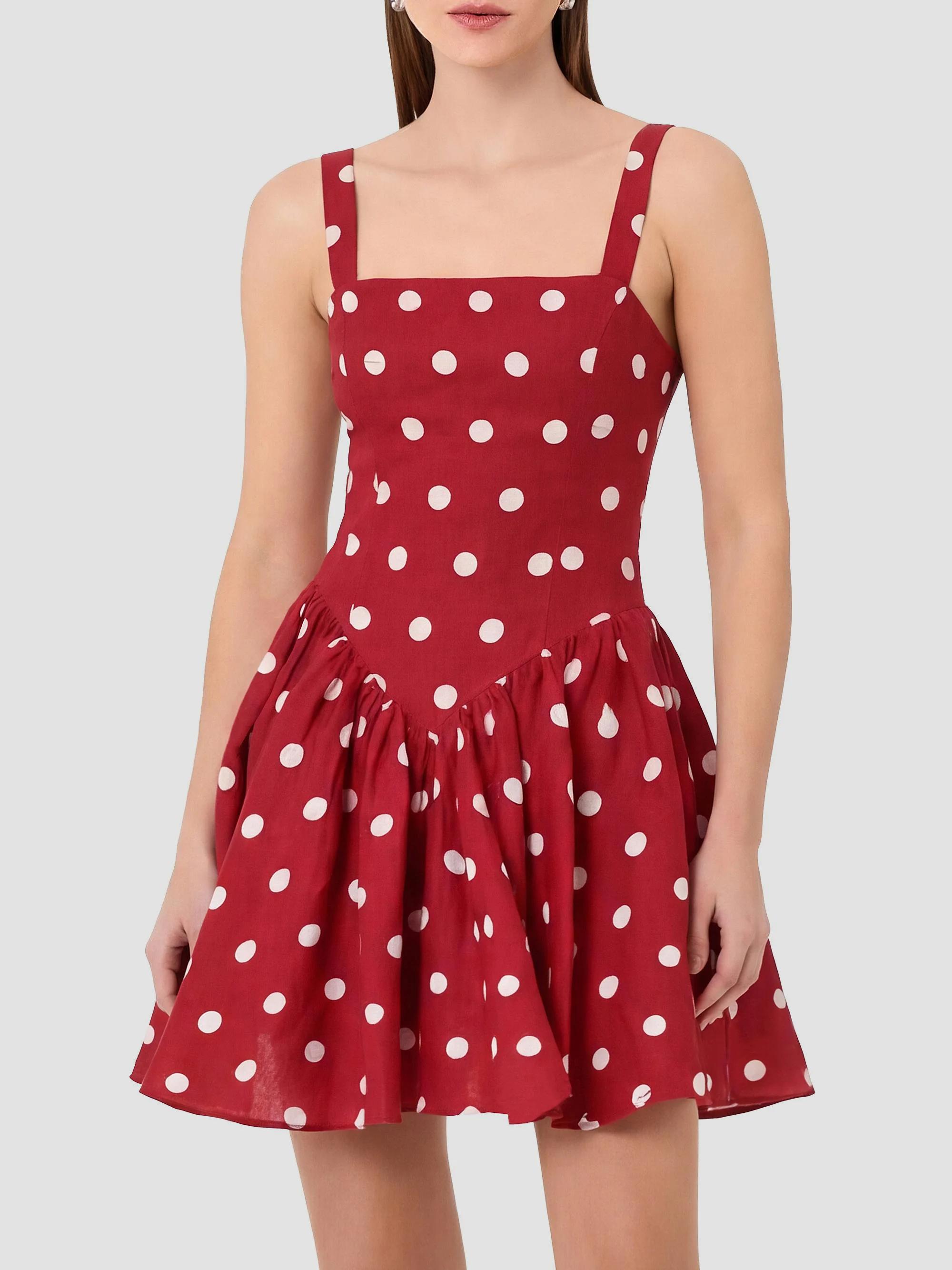 uhr ドット　チュニック　ワンピース　Dot mini dress　1-2Y NICHOLAS Vittoria Polka Dot Linen-Blend Minidress | Saks Fifth Avenue