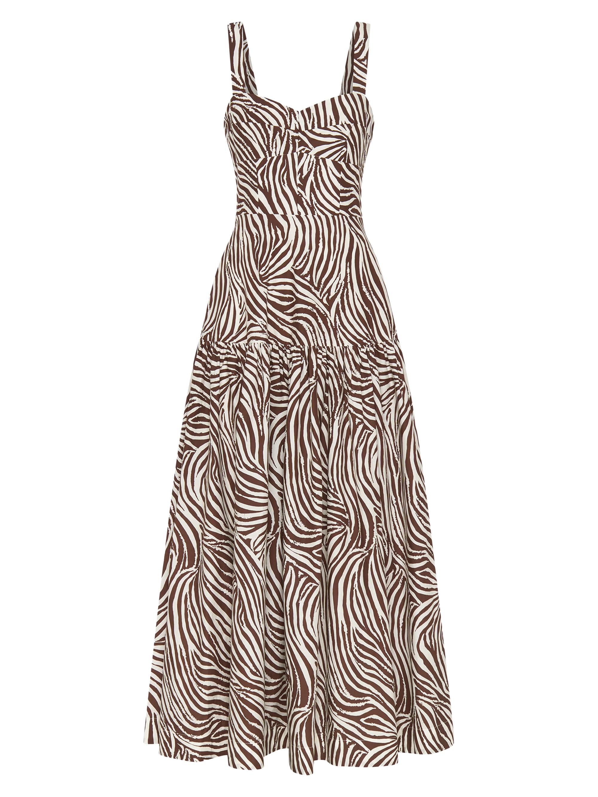 Nicholas the Label Women's Valeria Zebra-Print Linen-Blend Midi-Dress - Striata Print