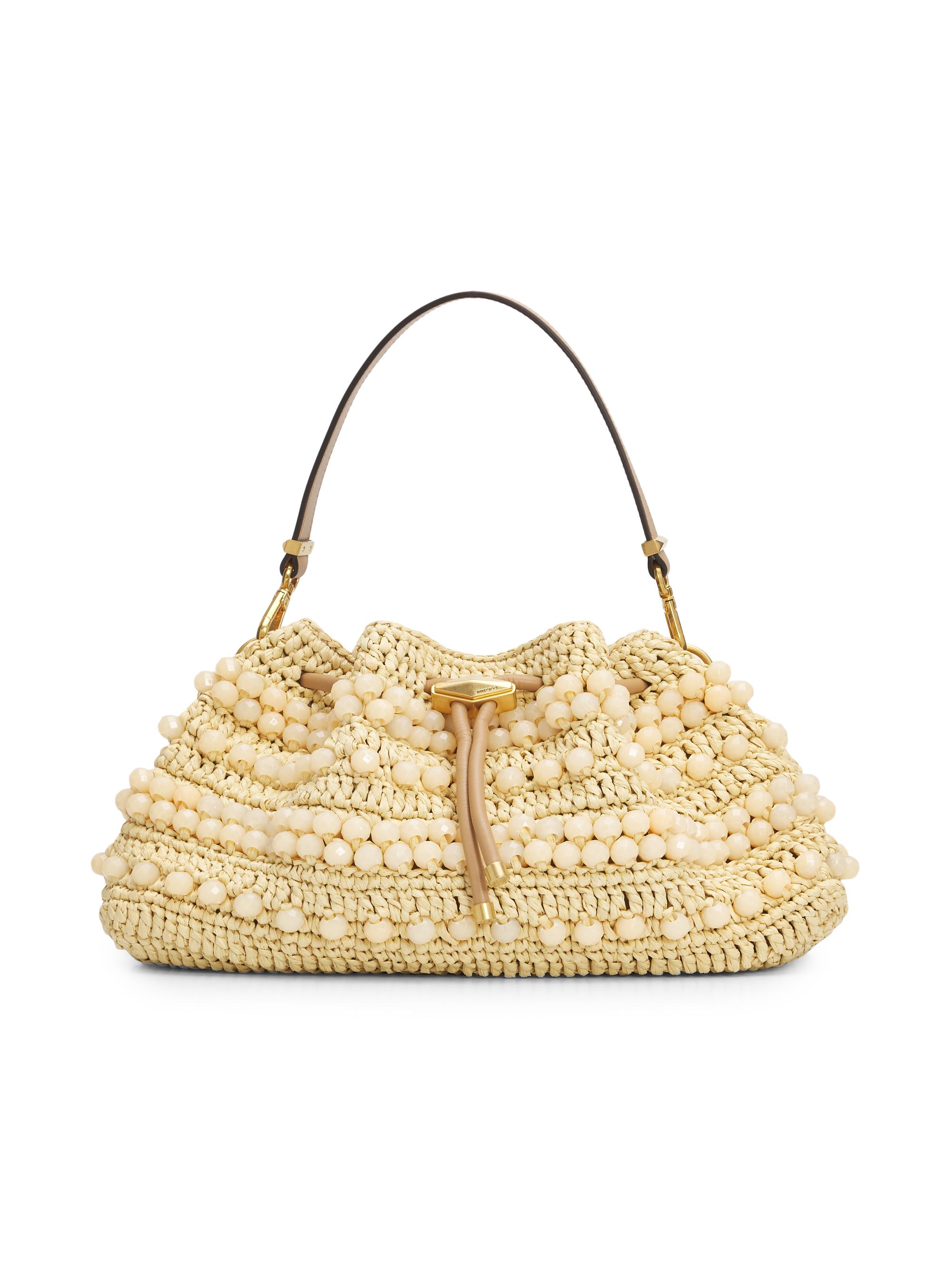 Jimmy Choo Women's Riviera Bon Bon Beaded Raffia Shoulder Bag - Natural