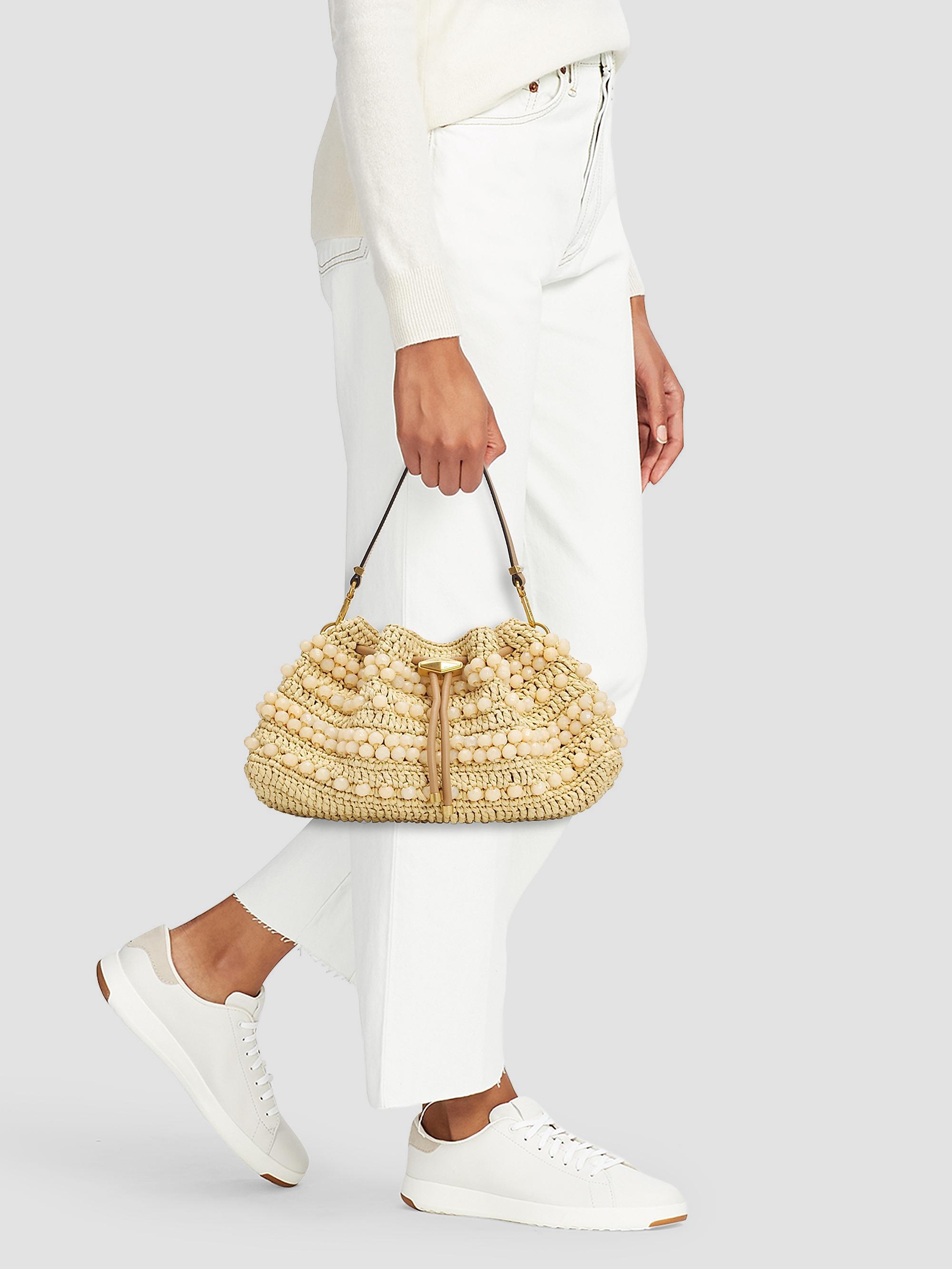Jimmy Choo Riviera Bon Bon Beaded Raffia Shoulder Bag | Saks Fifth
