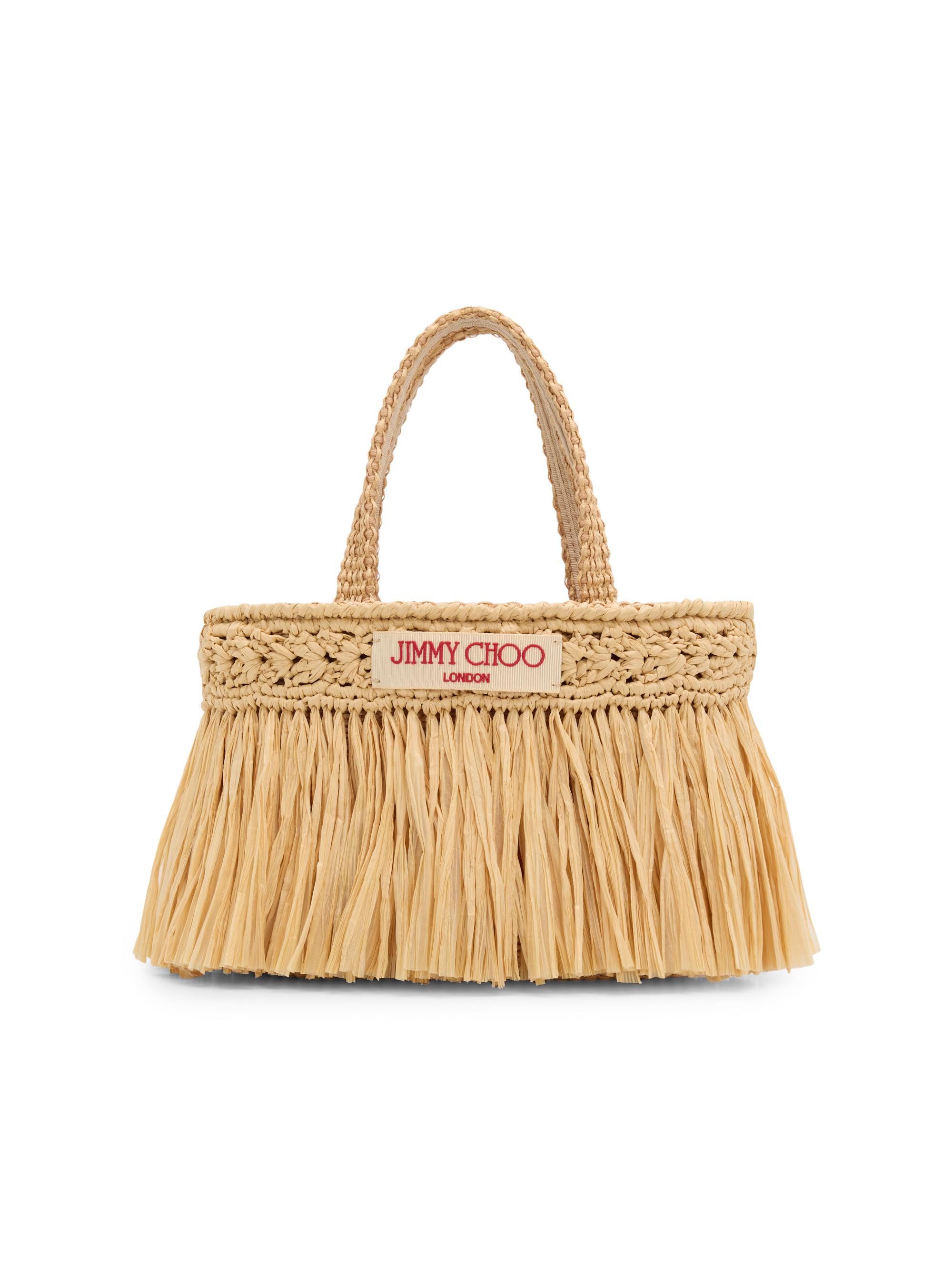 Jimmy Choo Women's Riviera Capsule Mini Fringed Raffia Beach Tote Bag - Natural