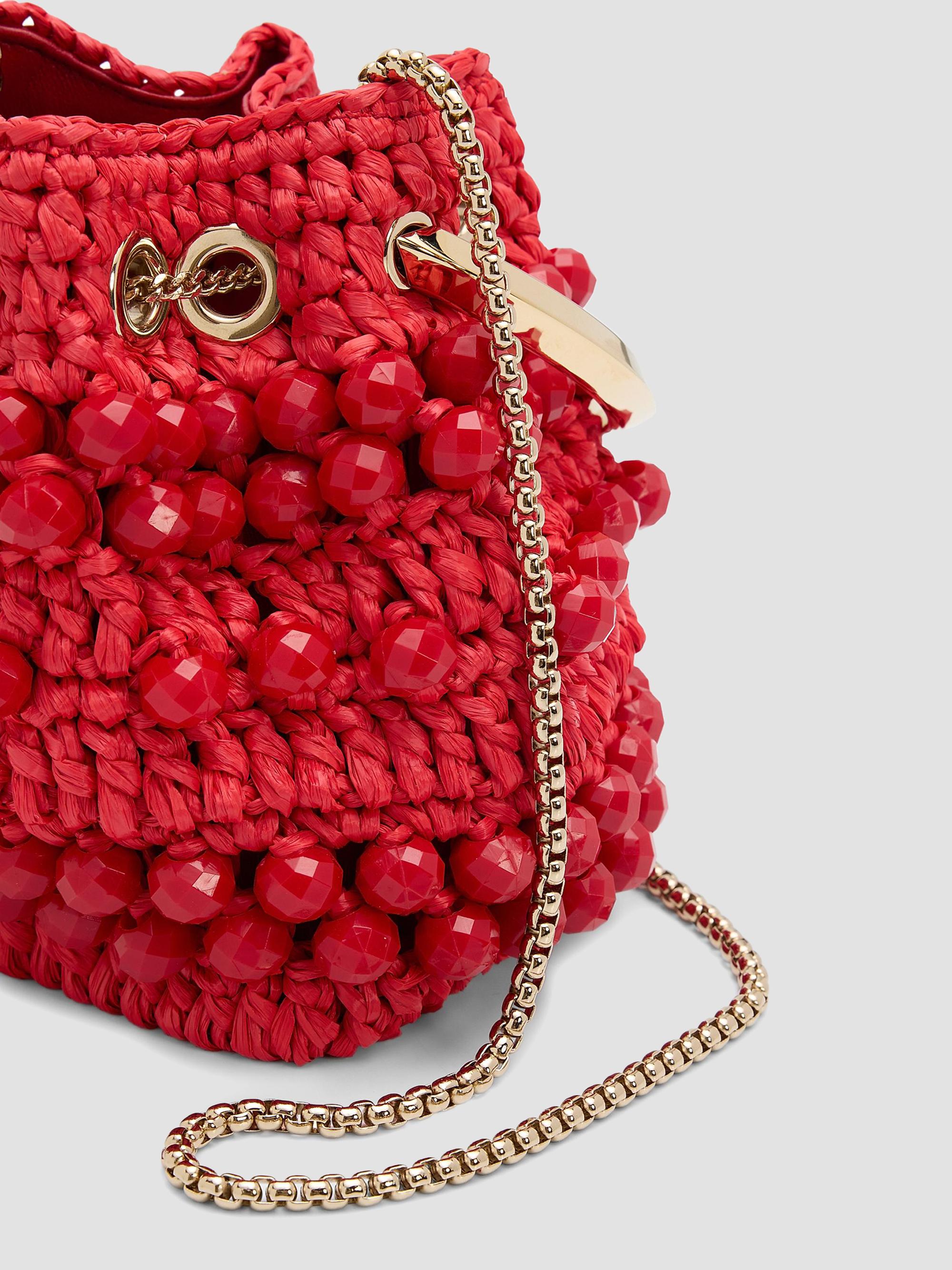 Jimmy Choo Riviera Capsule Bon Bon Beaded Raffia Top Handle Bag
