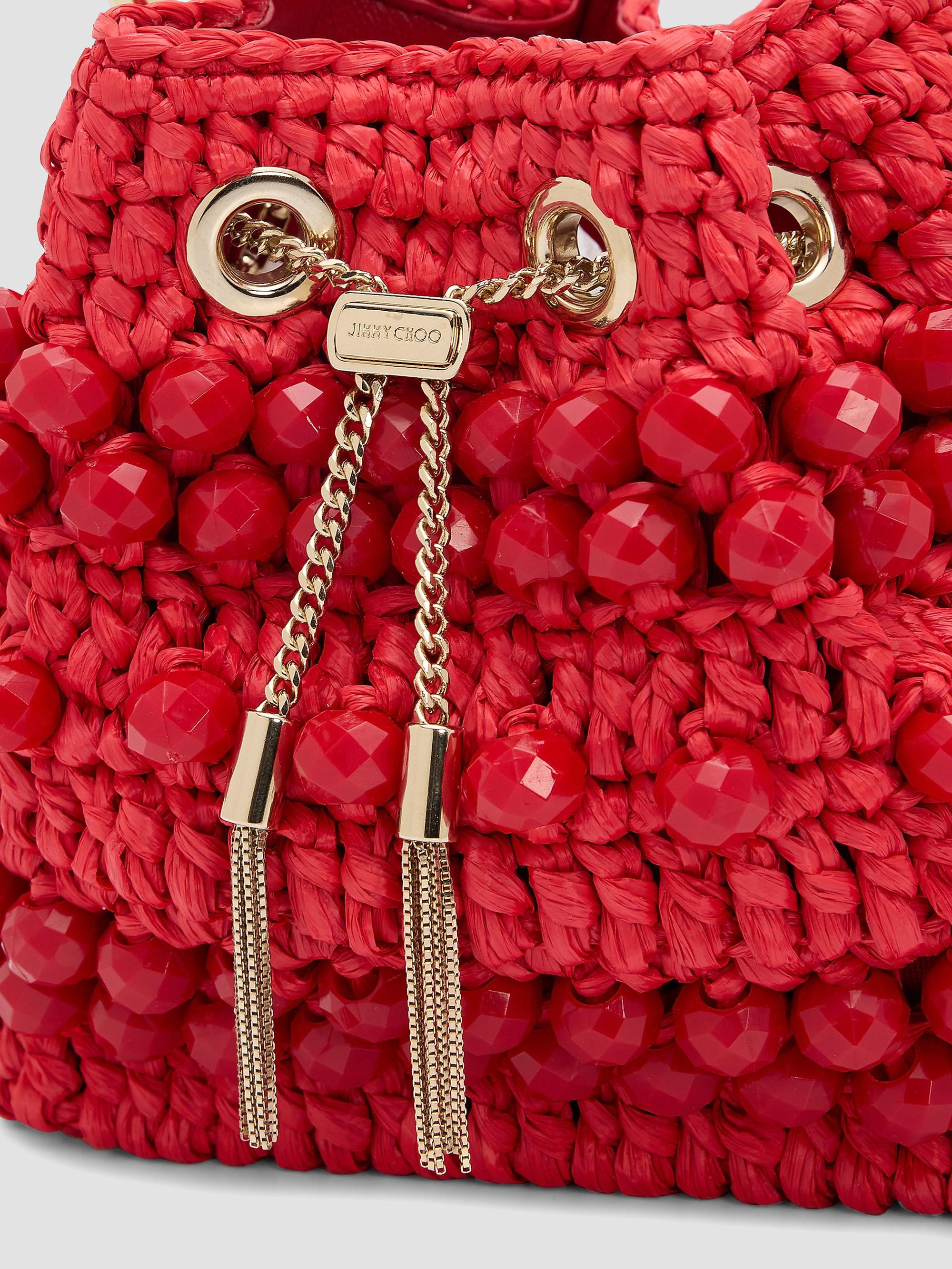 Jimmy Choo Riviera Capsule Bon Bon Beaded Raffia Top Handle Bag