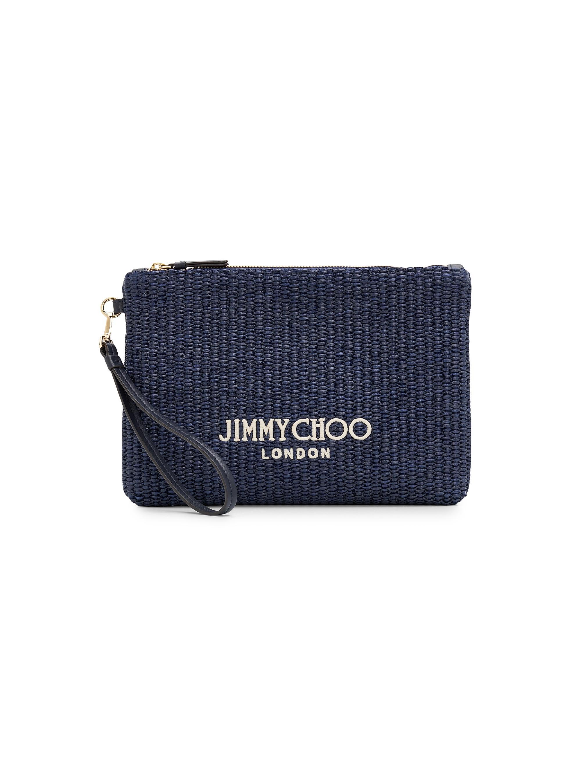 Jimmy Choo Women's Riviera Capsule Raffia Flat Pouch - Marine | Thumbnail 7