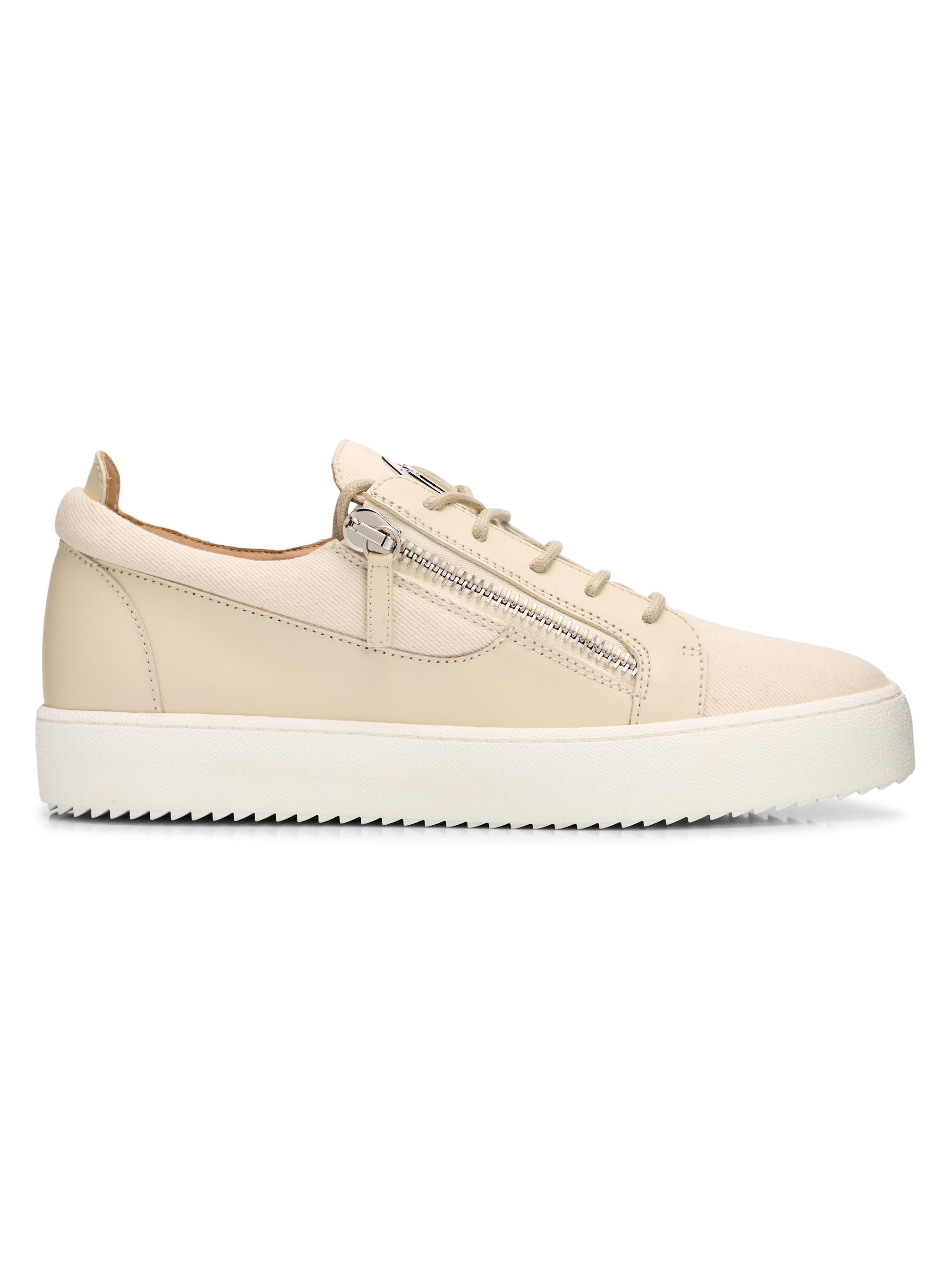 Giuseppe Zanotti Men's Double-Zip Low-Top Sneakers - Yogurt