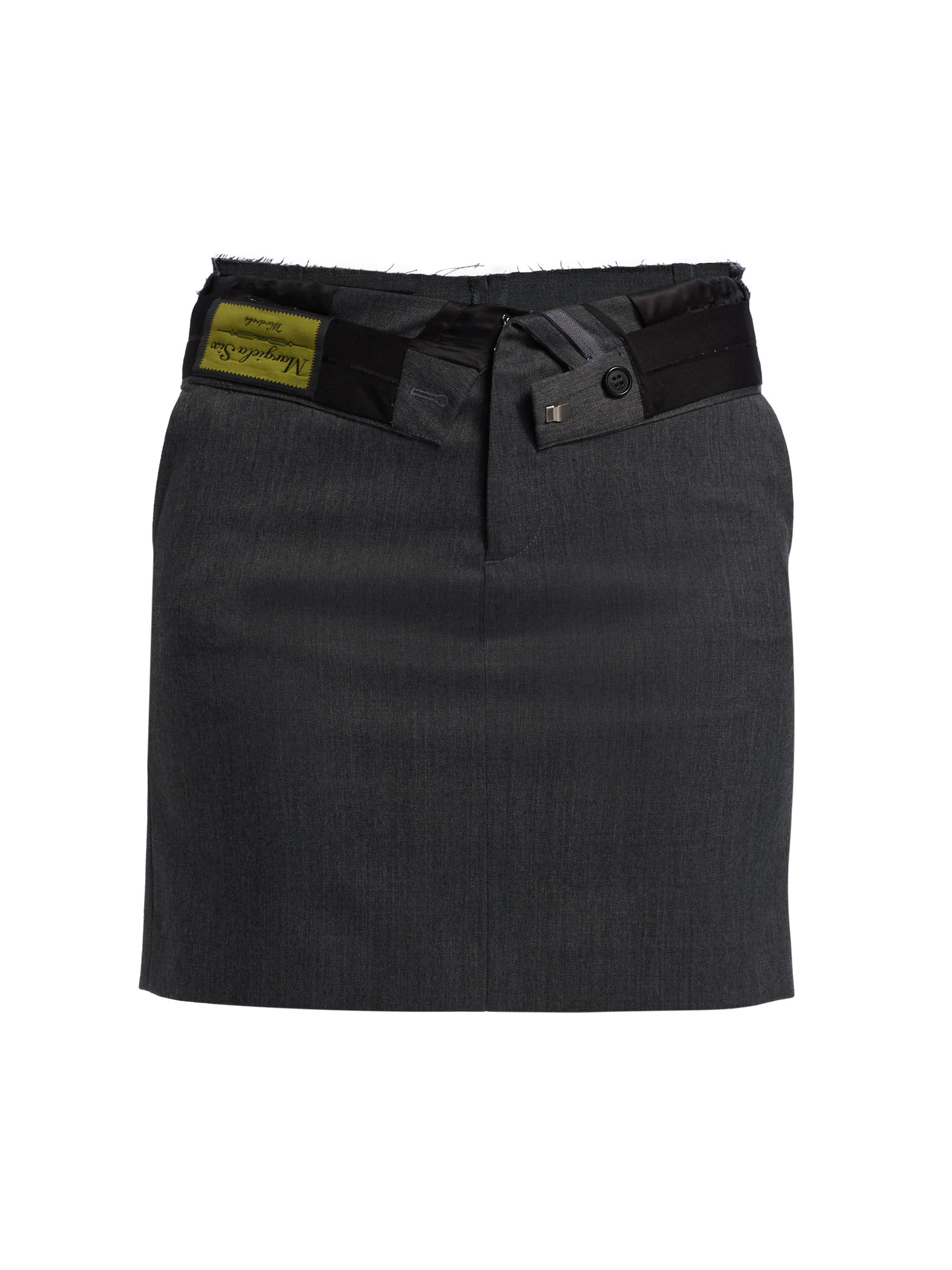 MM6 Maison Margiela Women's Deconstructed Wool-Blend Miniskirt - Dark Grey Melange