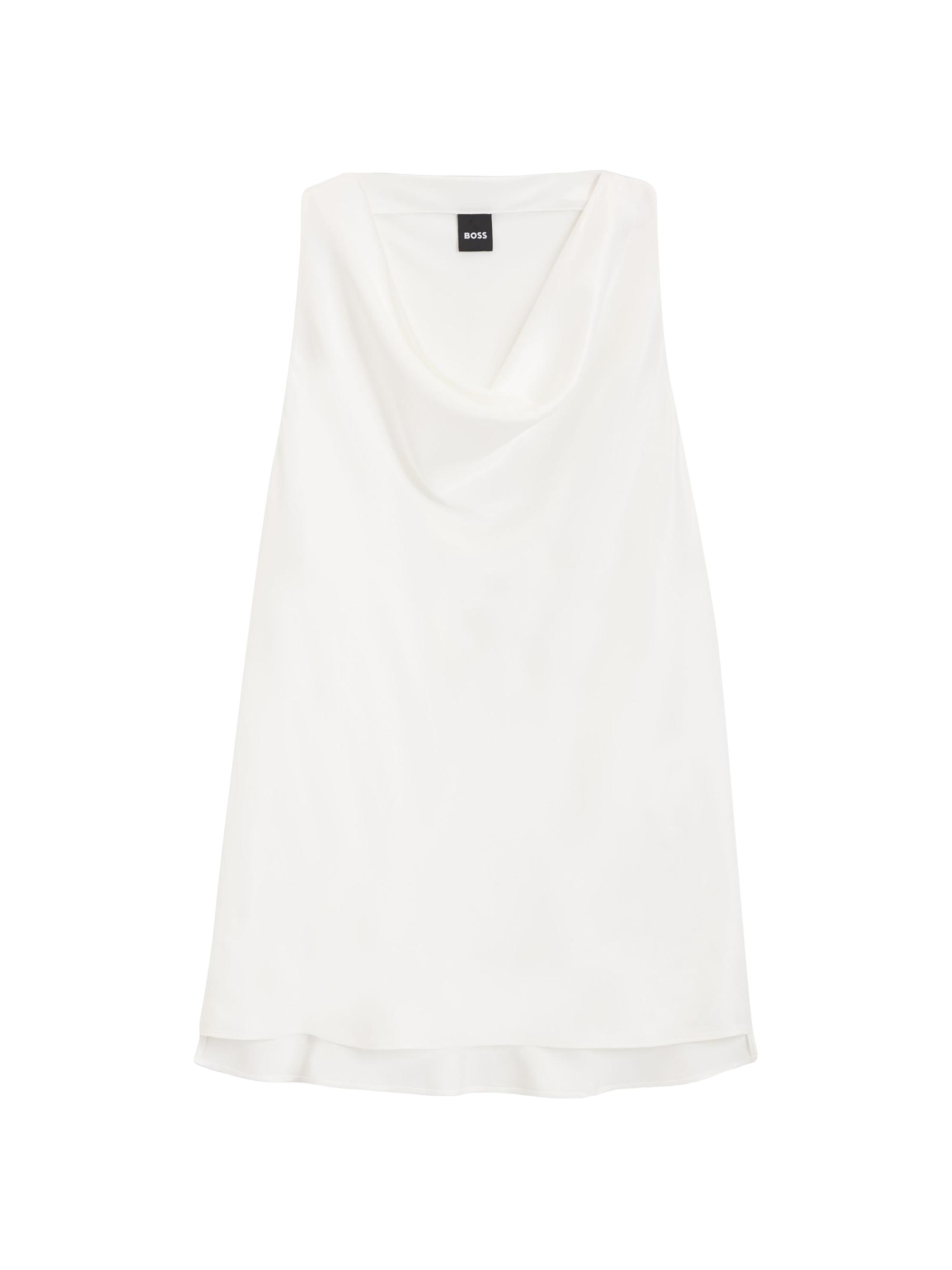 BOSS Women's Regular Fit Blouse with Draped Neckline - Natural