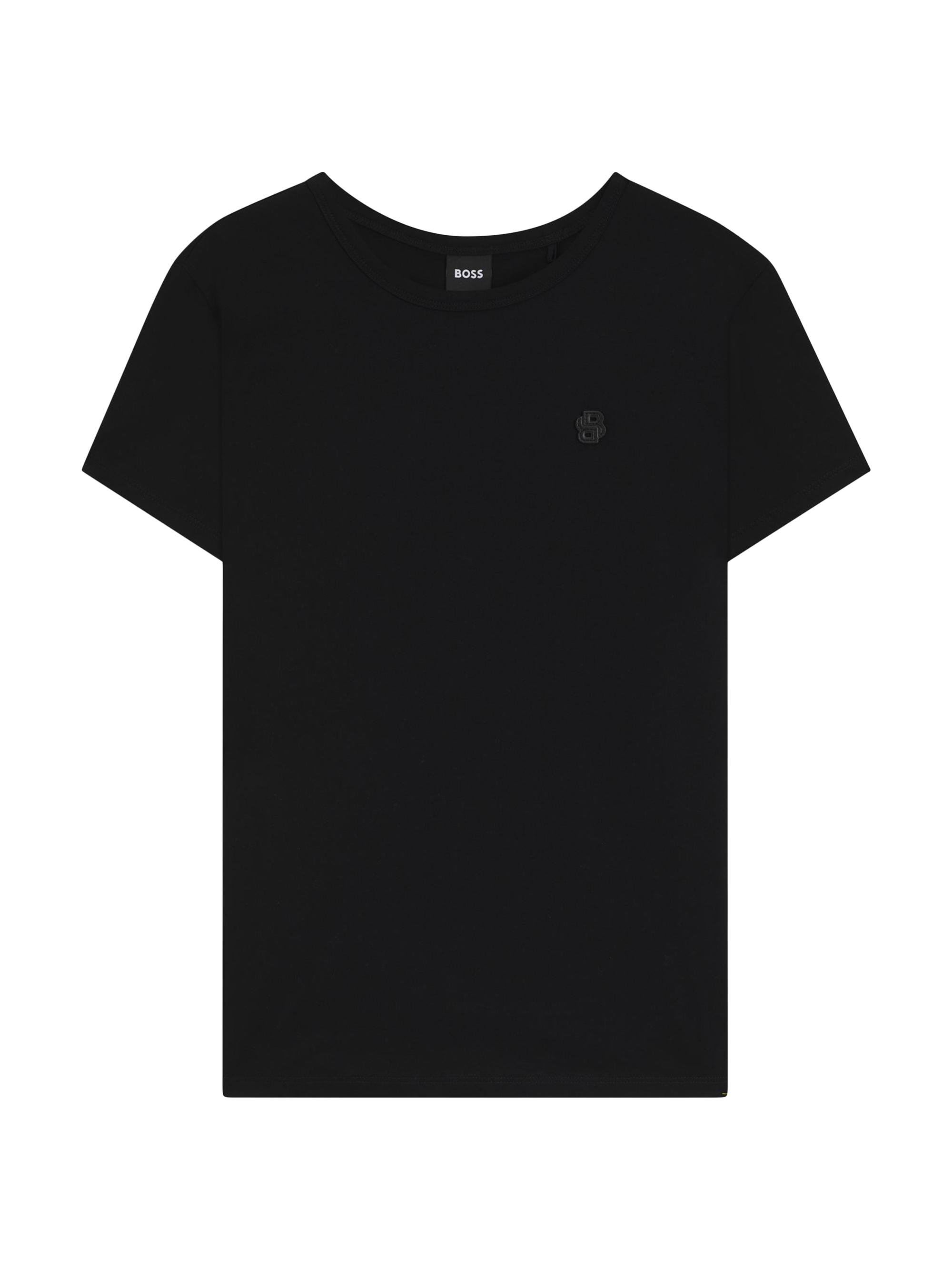 BOSS Women's Mercerised Cotton T-Shirt with Double B Monogram - White