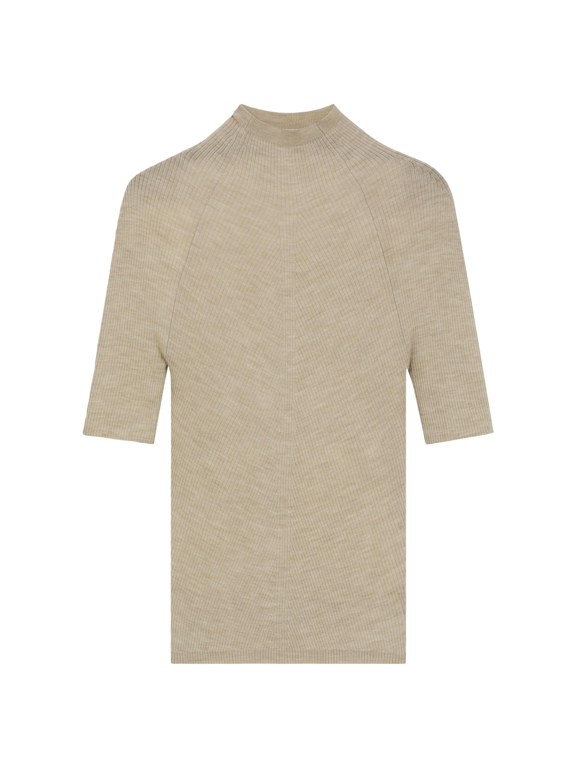 BOSS Women's Wool Sweater with Mockneck - Light Beige