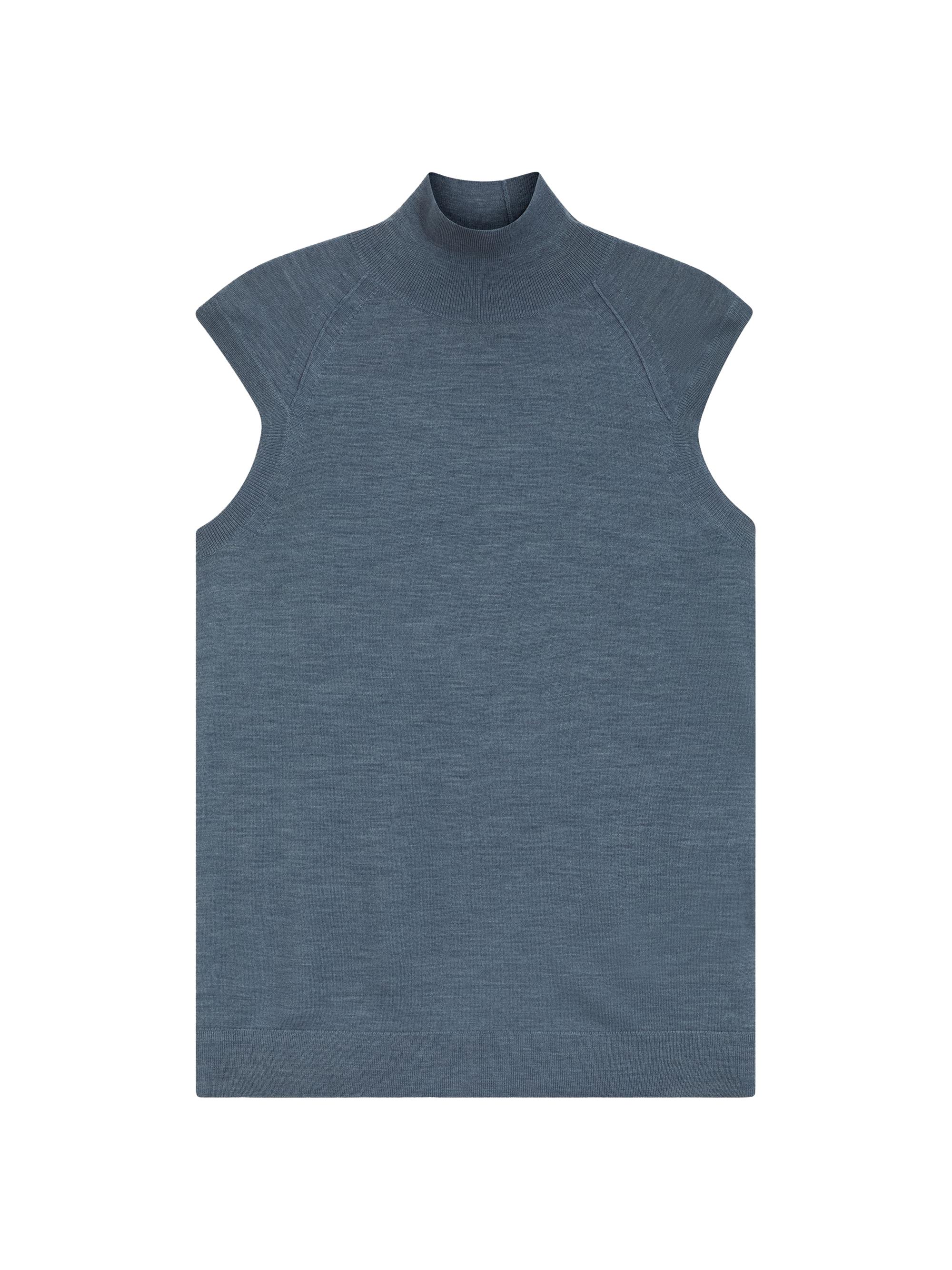 BOSS Women's Mock-Neck Top in Merino Wool - Light Blue