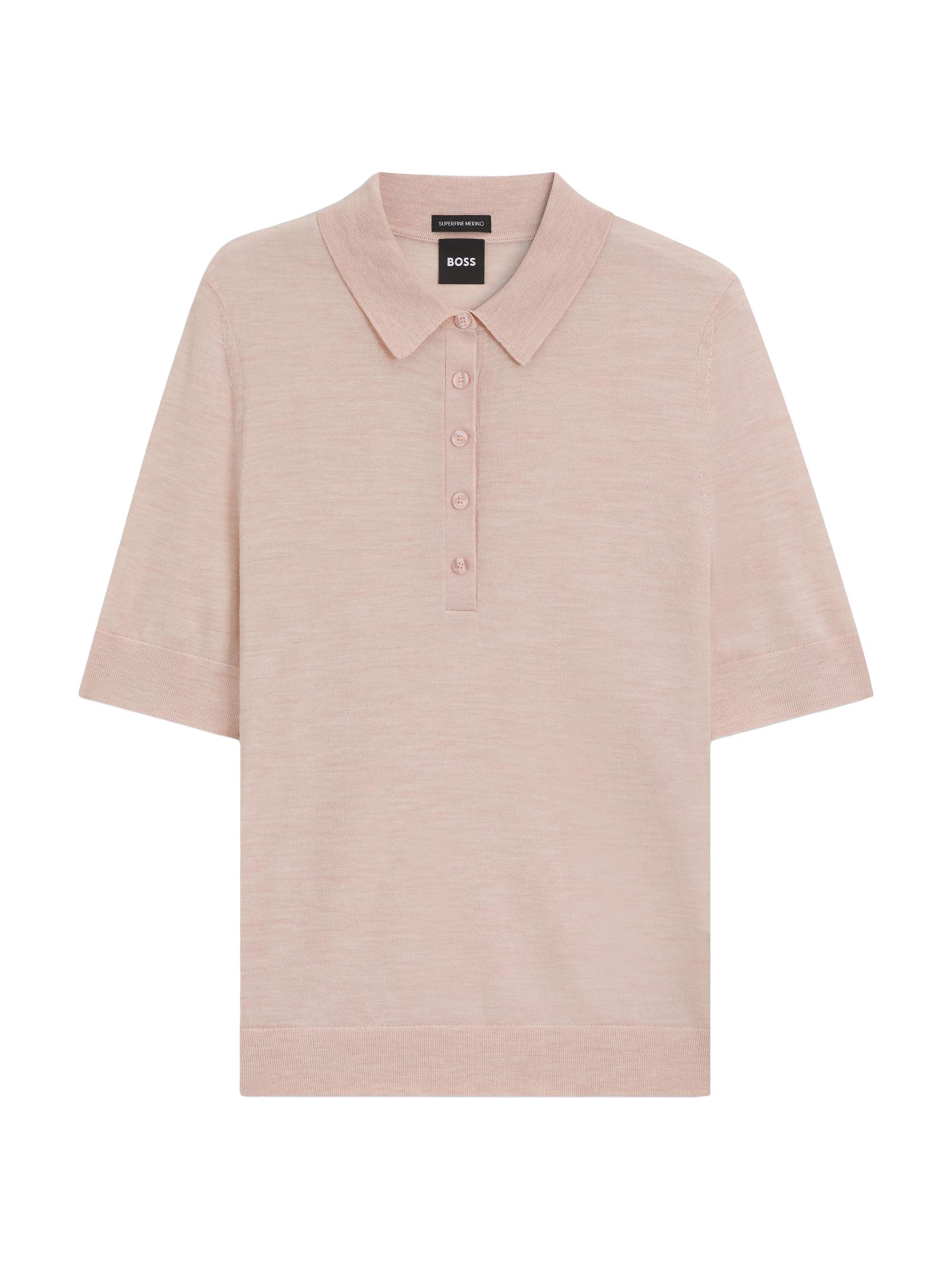 BOSS Women's Merino Wool Polo Sweater with Five Button Placket - Purple