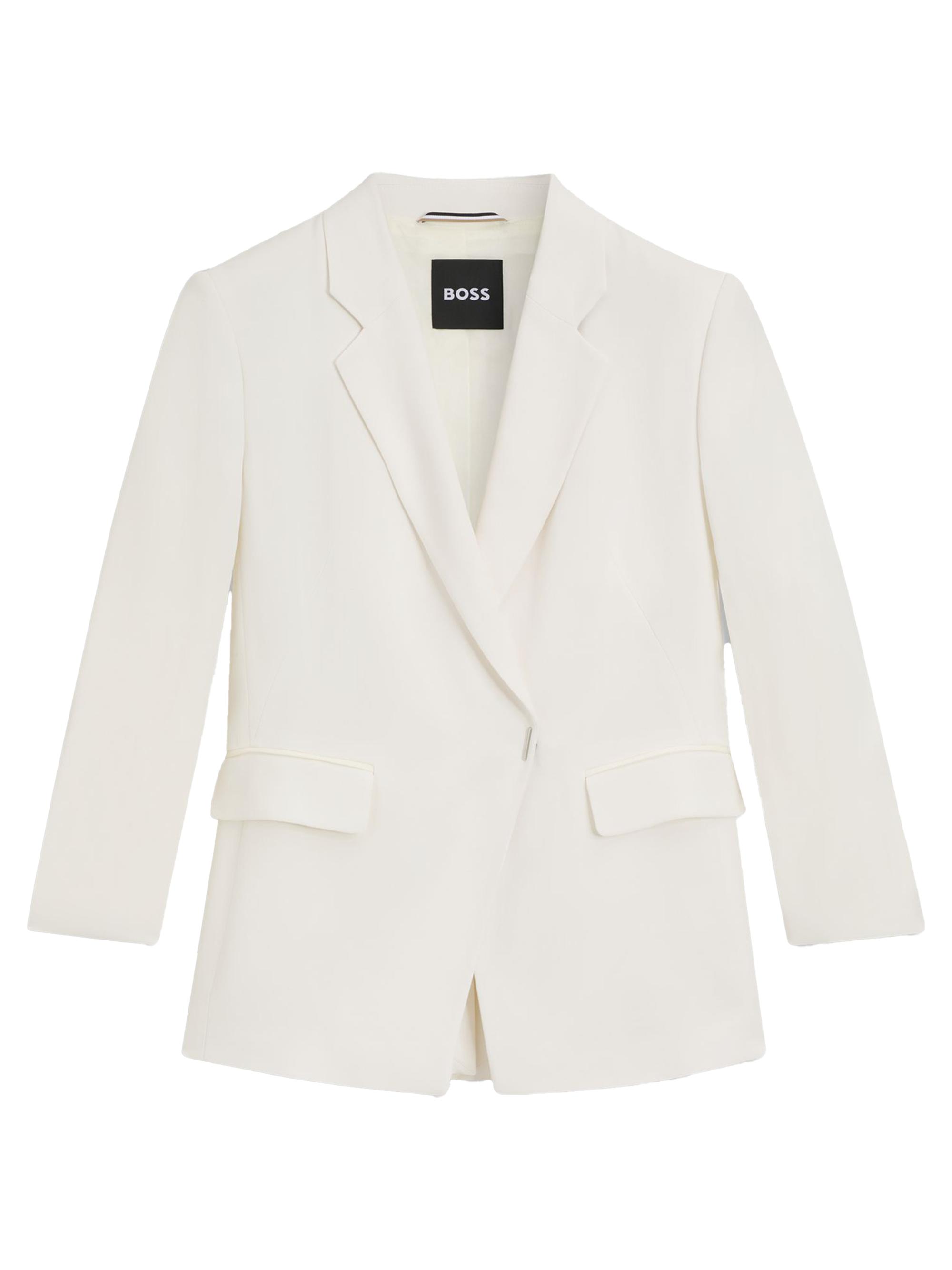 BOSS Women's Slim Fit Blazer with Press-Stud Closure - Natural