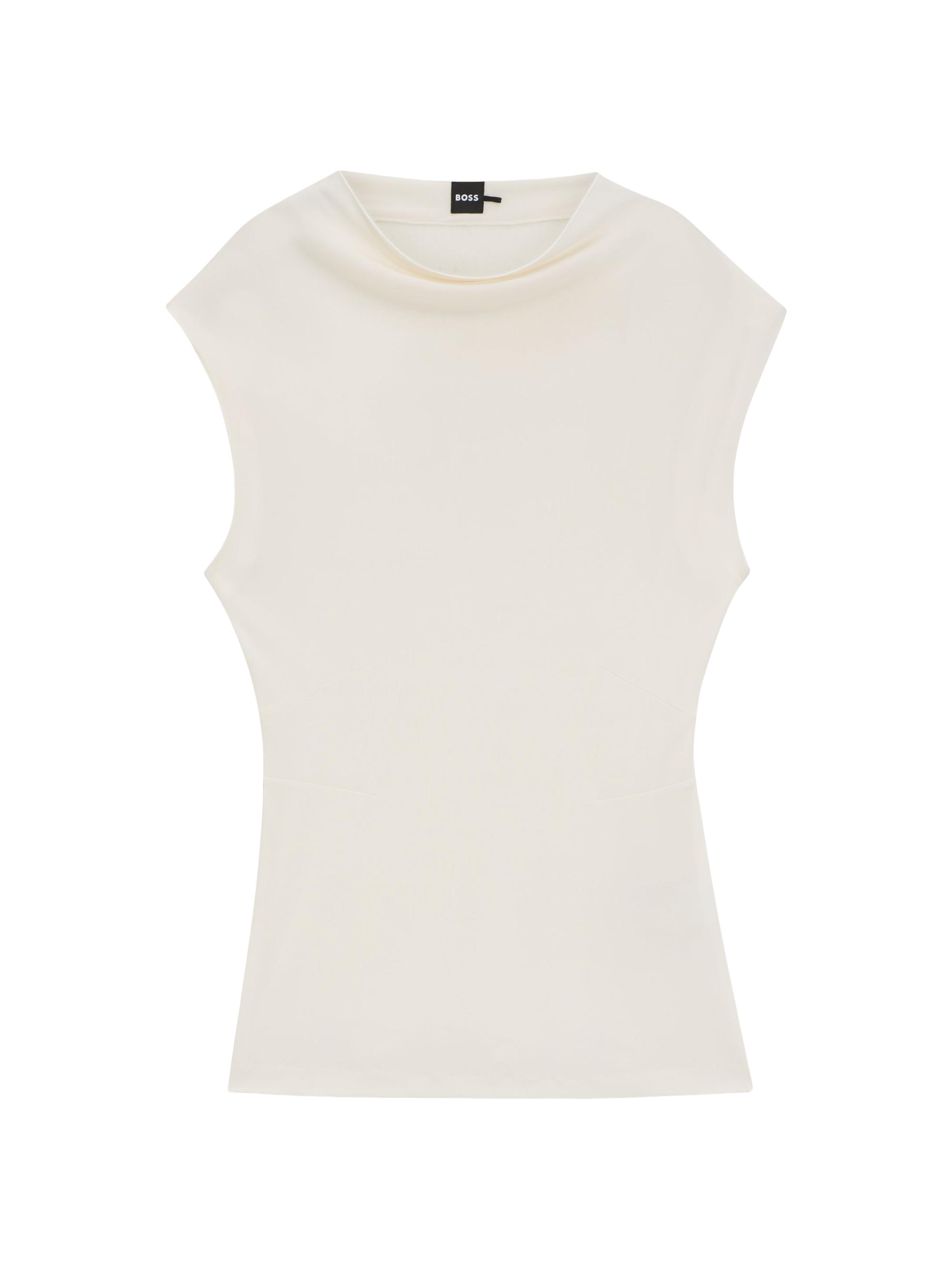 BOSS Women's High-Neck Top in Matte Fabric - Natural