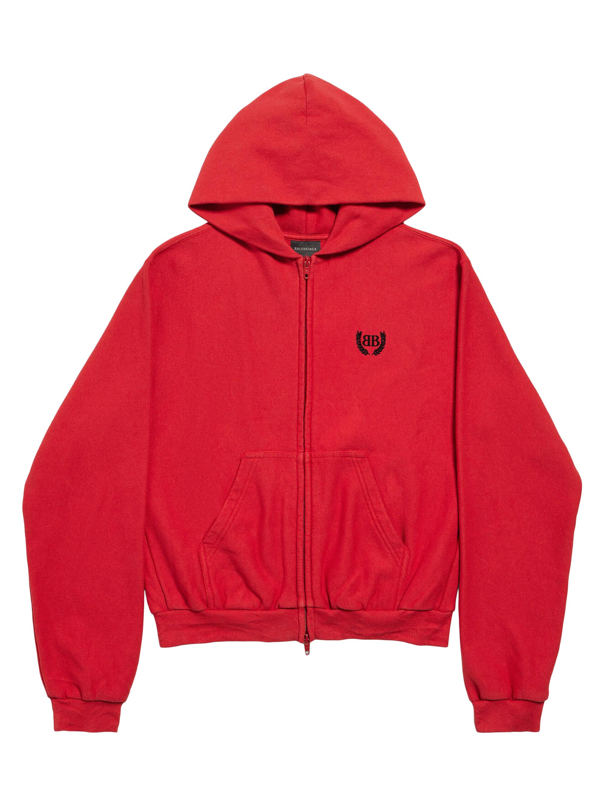 Balenciaga Women's Laurel Classic Zip-Up Hoodie Regular Fit - Red Black