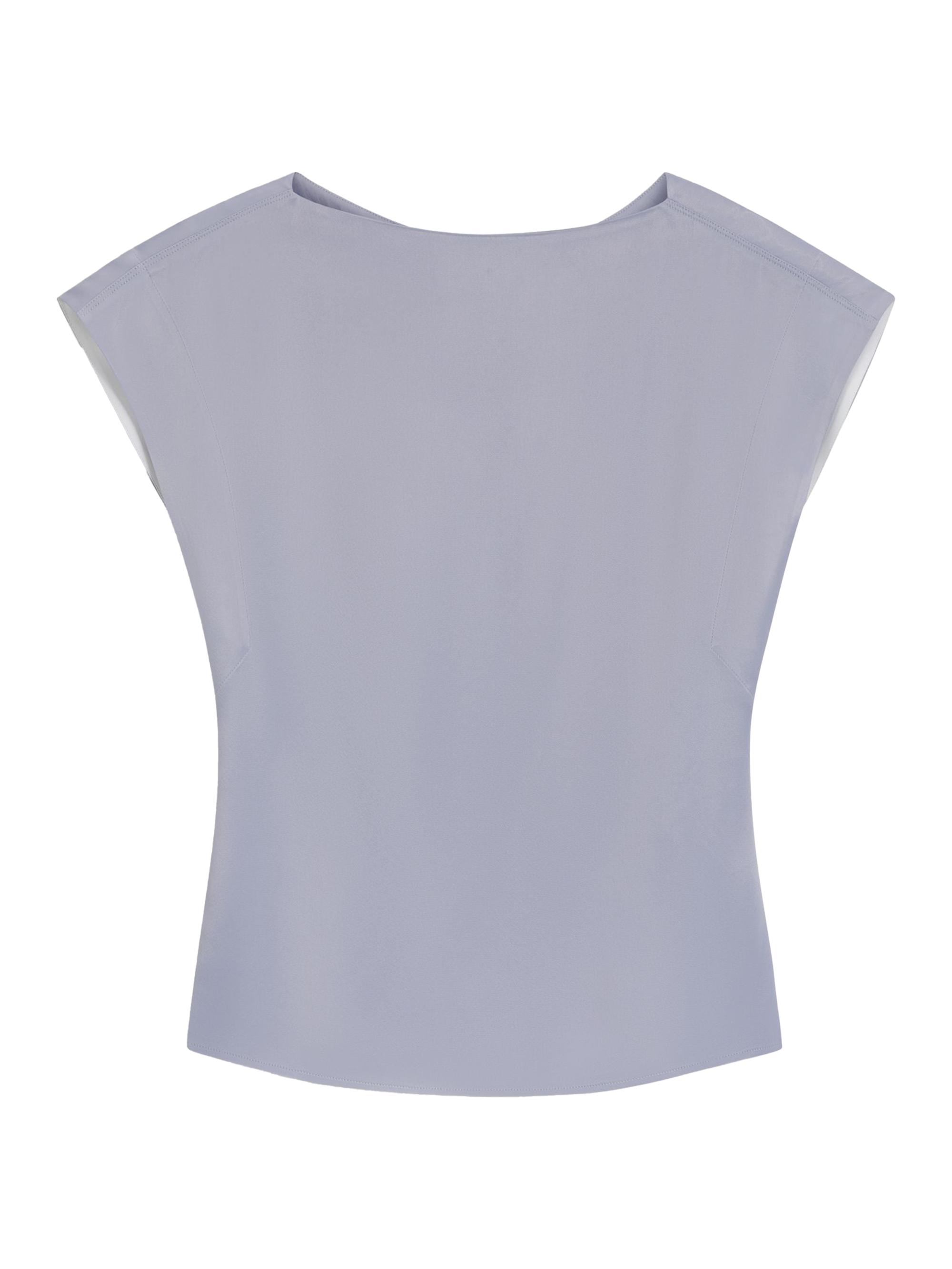 BOSS Women's Slim-Fit Blouse with Draped Neckline - Light Grey