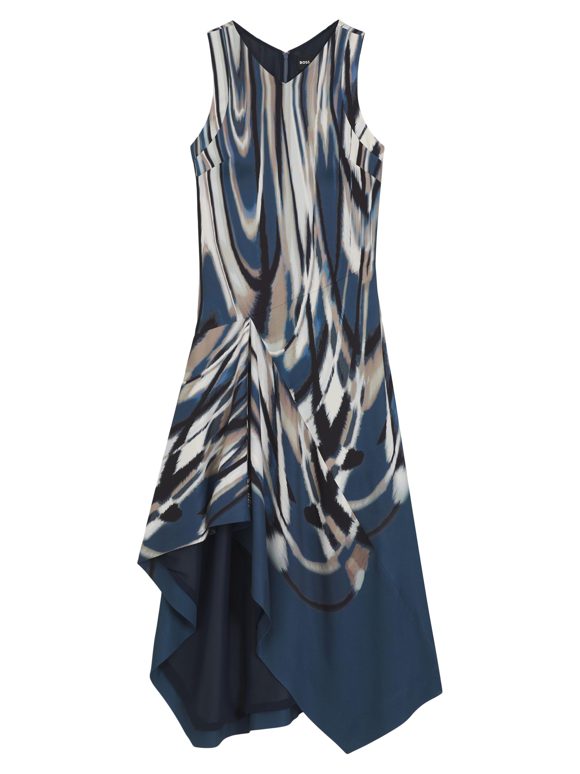 BOSS Women's Asymmetric-Hem Dress in Printed Twill - Patterned