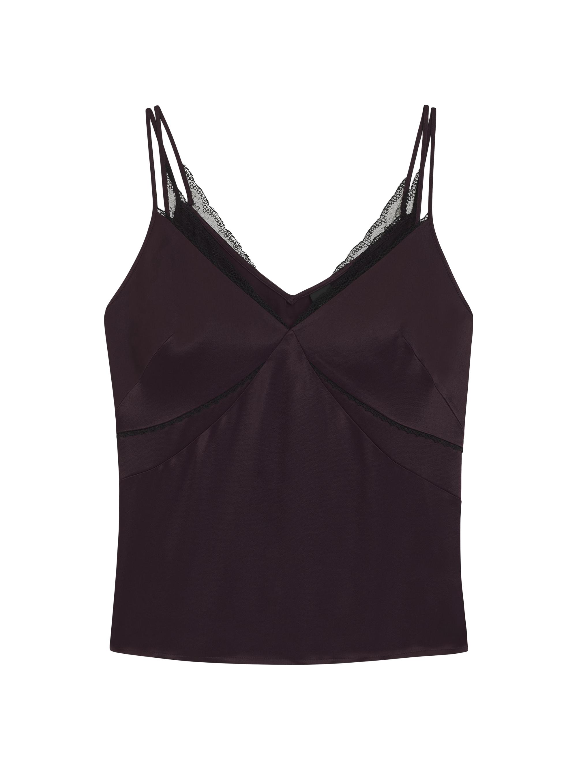 BOSS Women's Lace-Trim Camisole in Satin - Purple