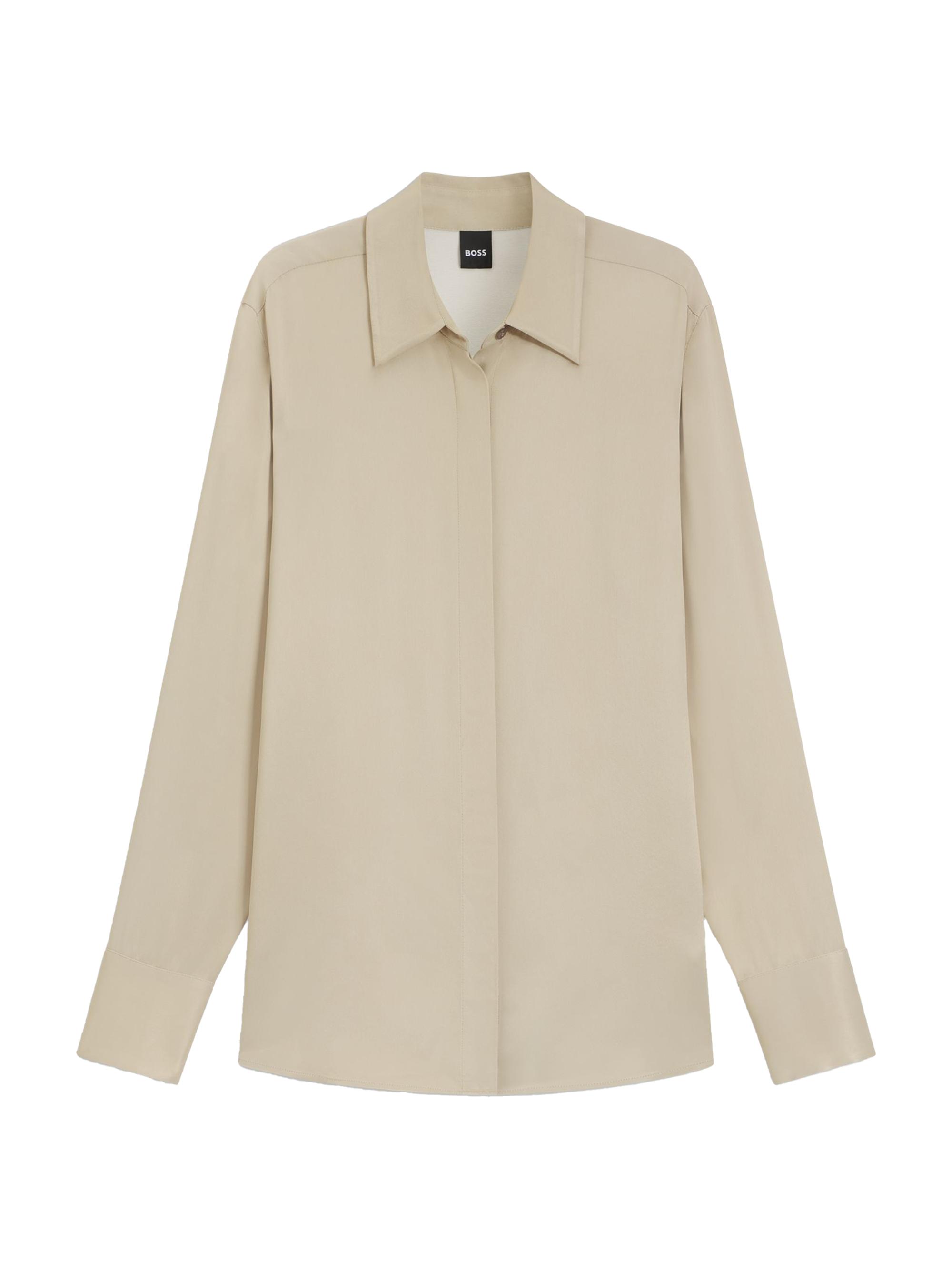 BOSS Women's Slim-Fit Blouse in Satin - Light Beige