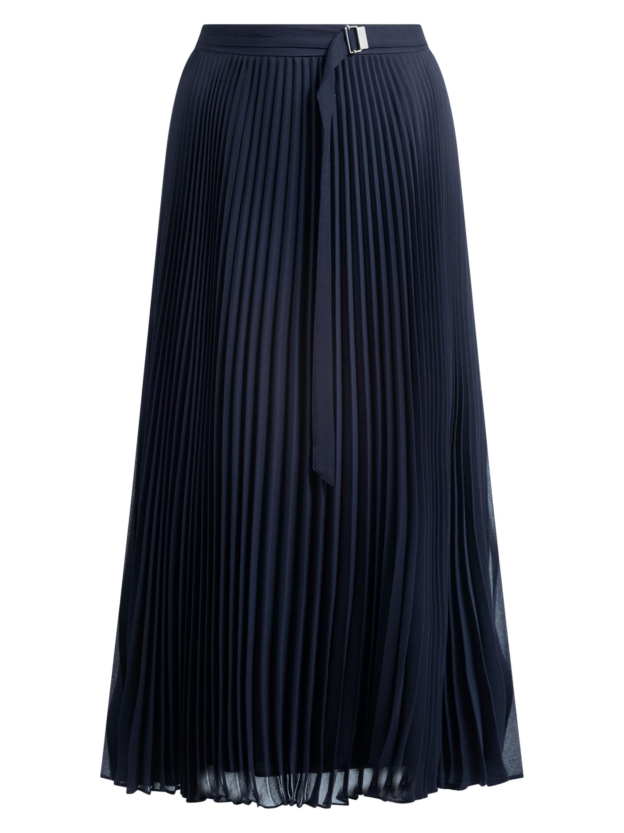 BOSS Women's Belted Skirt in Plissé Crepe - Blue