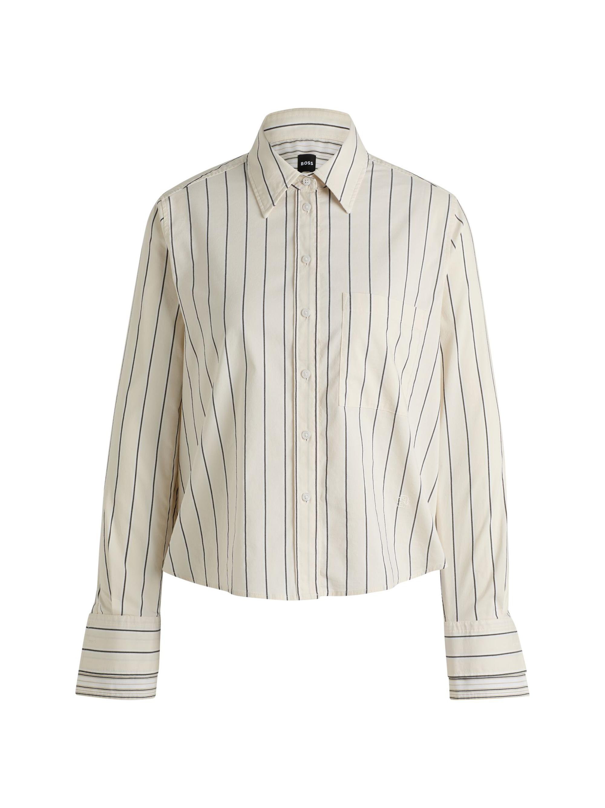 BOSS Women's Regular-Fit Blouse in Striped Stretch Cotton - Natural