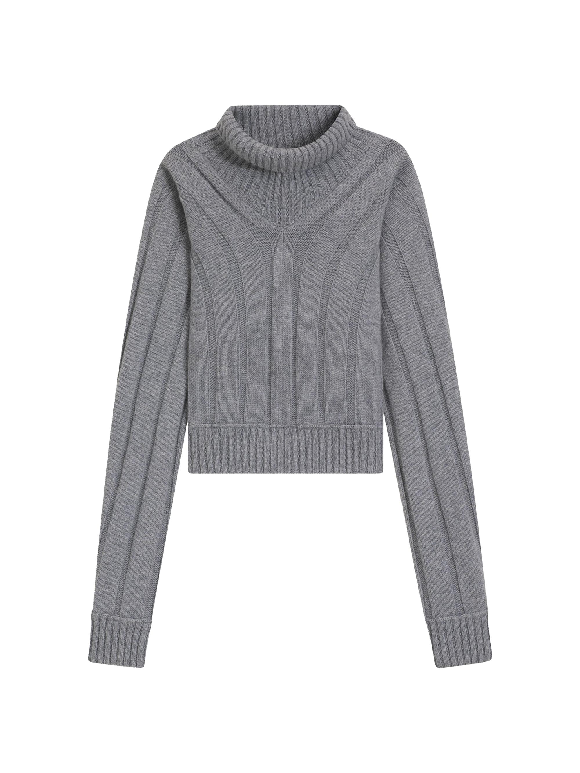 BOSS Women's Rollneck Sweater in Virgin Wool and Cashmere - Grey