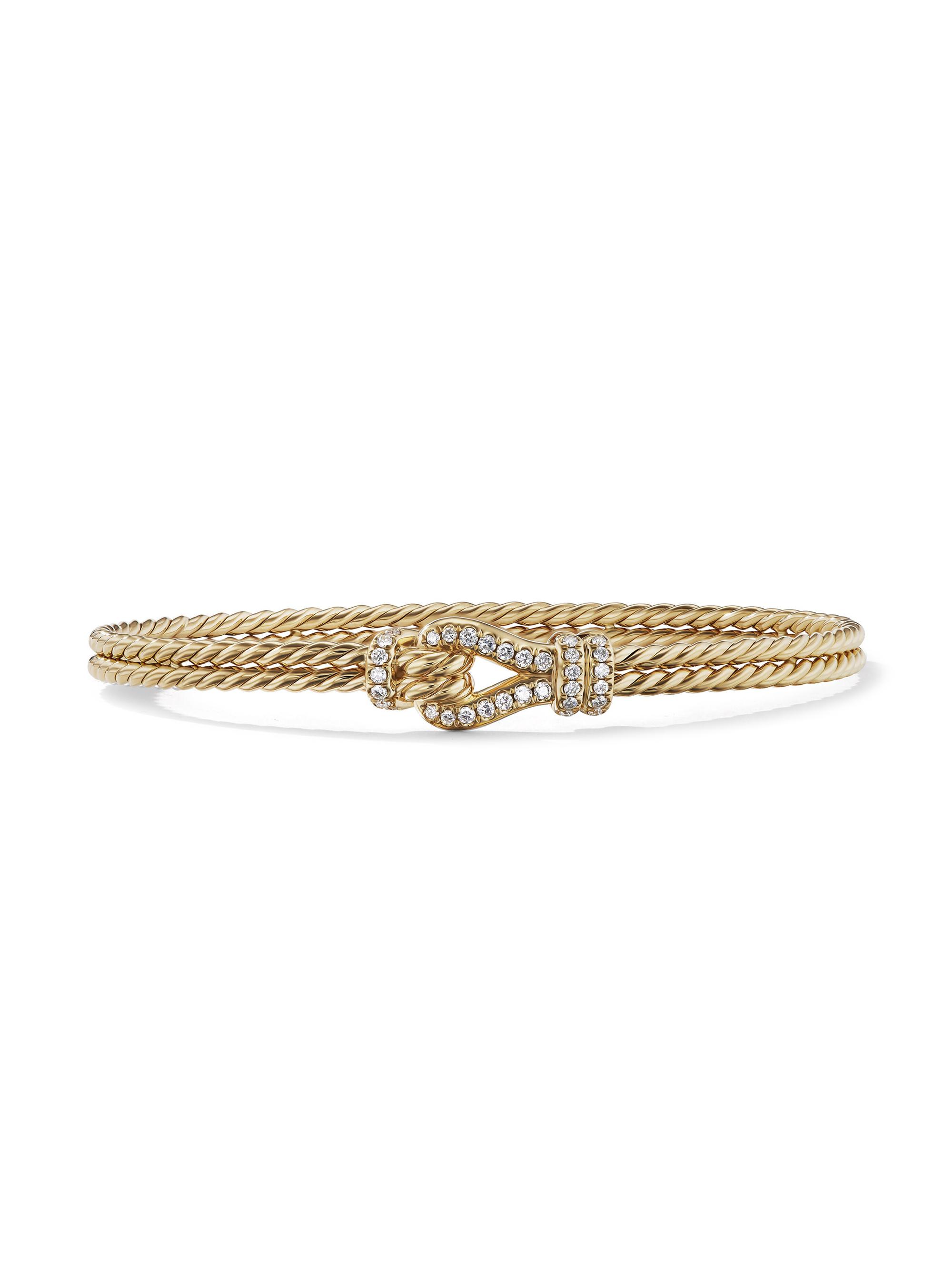 David Yurman Women's Thoroughbred Loop Bracelet in 18K Yellow Gold - Diamond