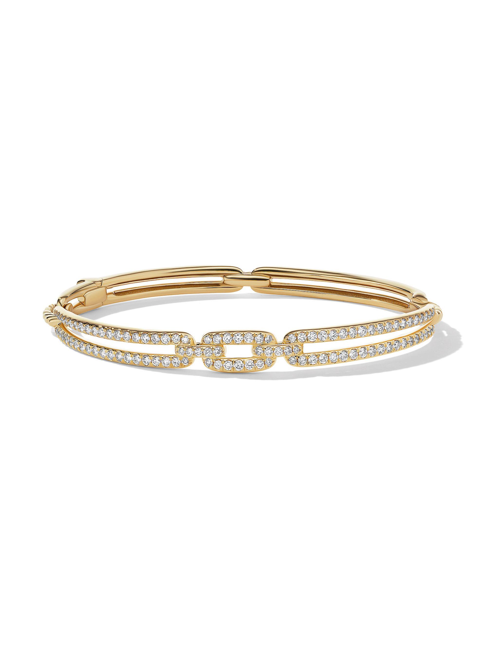 David Yurman Women's Stax Linked Bracelet in 18K Yellow Gold - Diamond