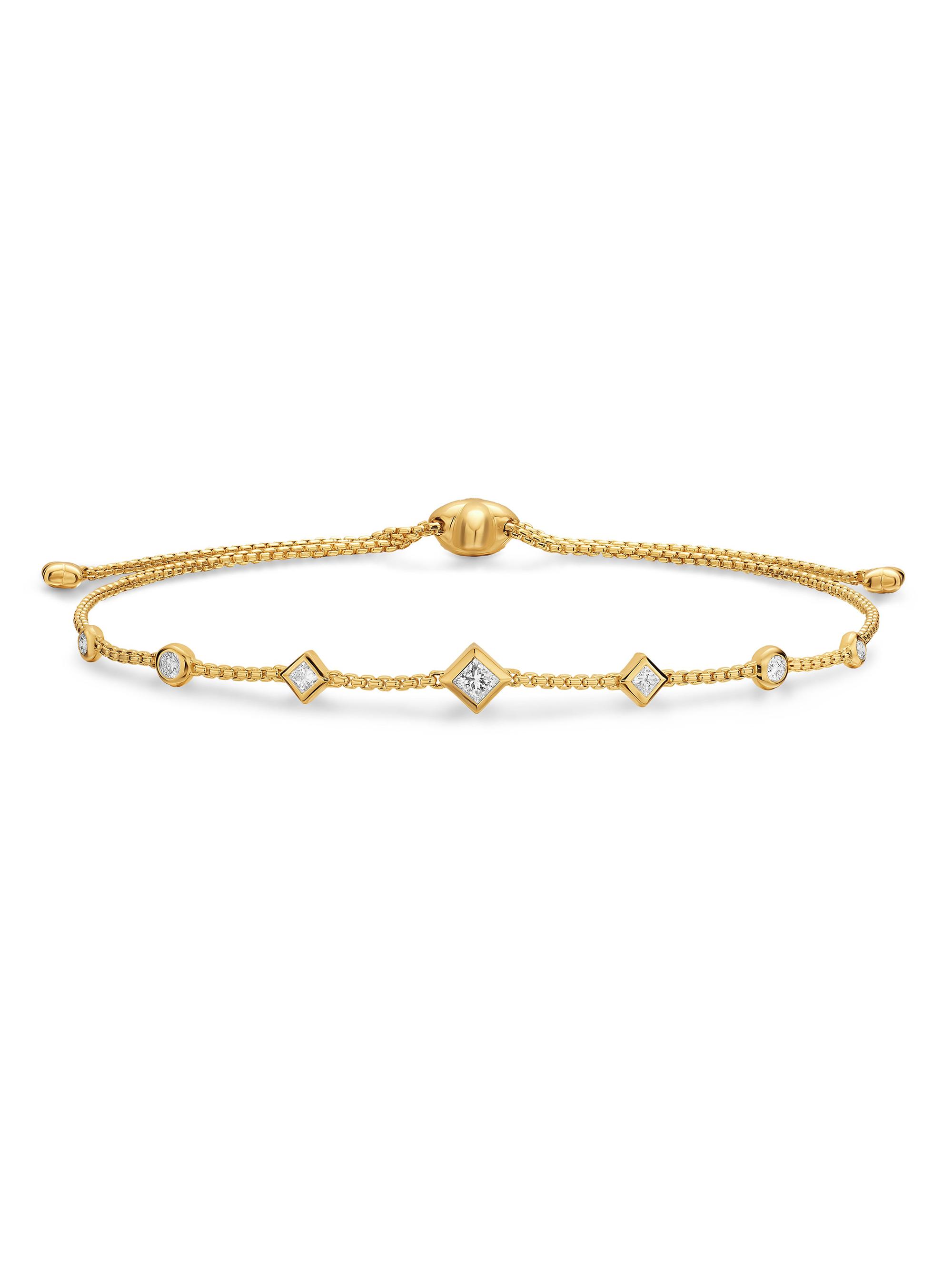 David Yurman Women's Petite Modern Renaissance Station Chain Bracelet in 18K Yellow Gold with Diamonds, 7.5MM - Diamond