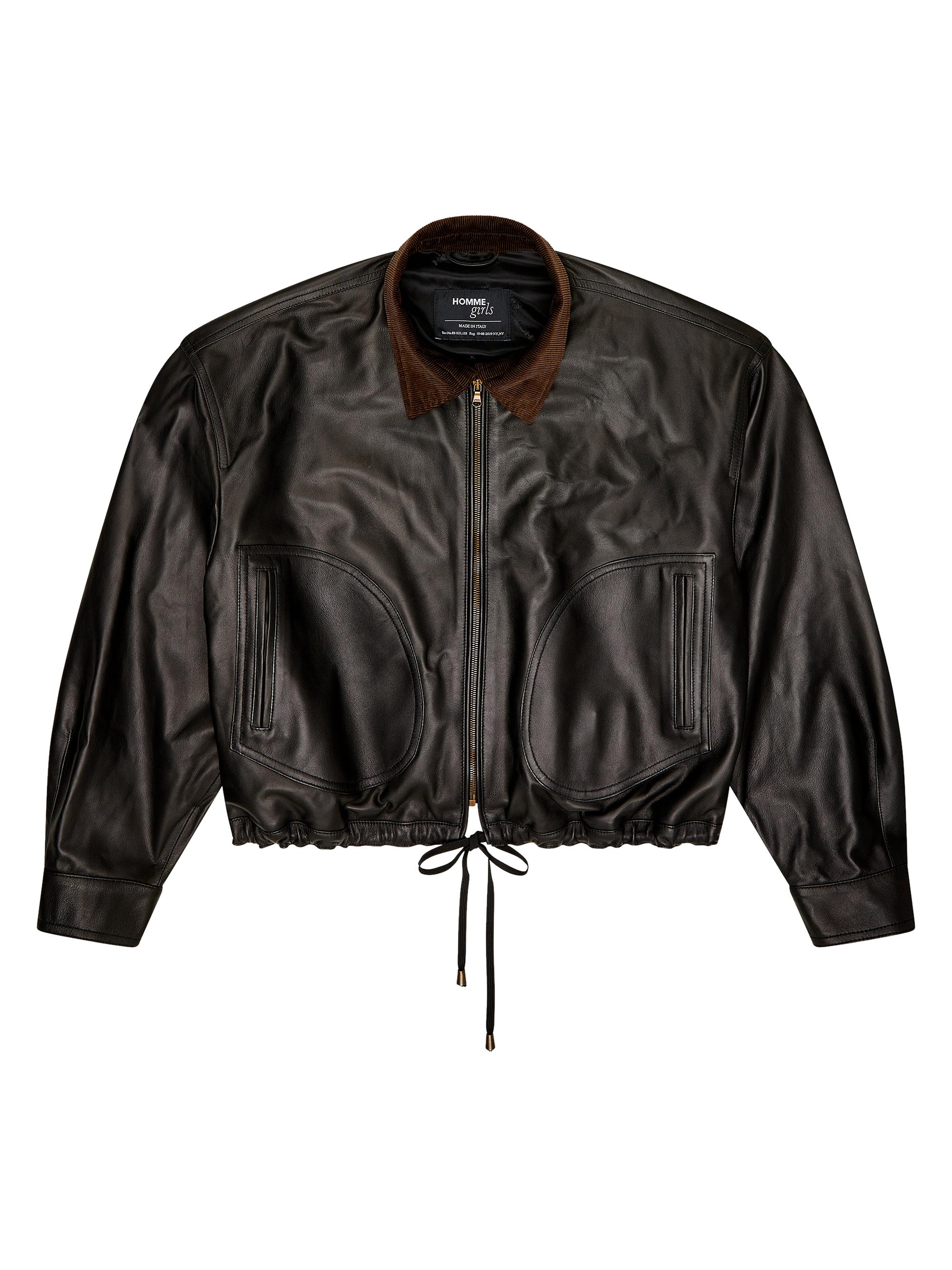 Hommegirls Women's Leather Parachute Jacket - Black