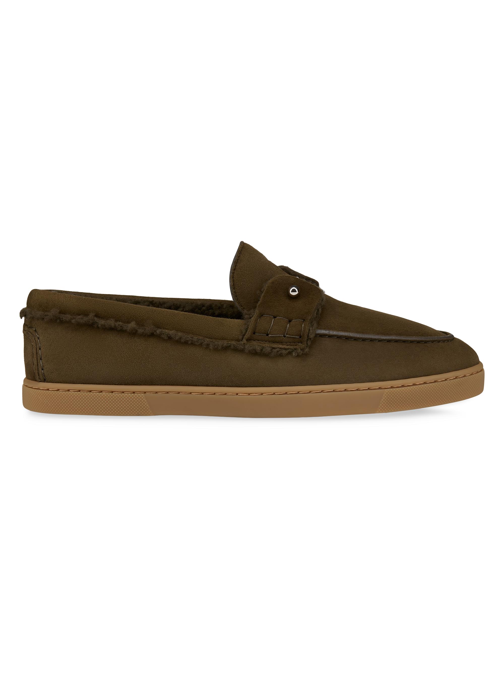 Christian Louboutin Men's Chambeli Shearling and Suede Loafers - Bronzo