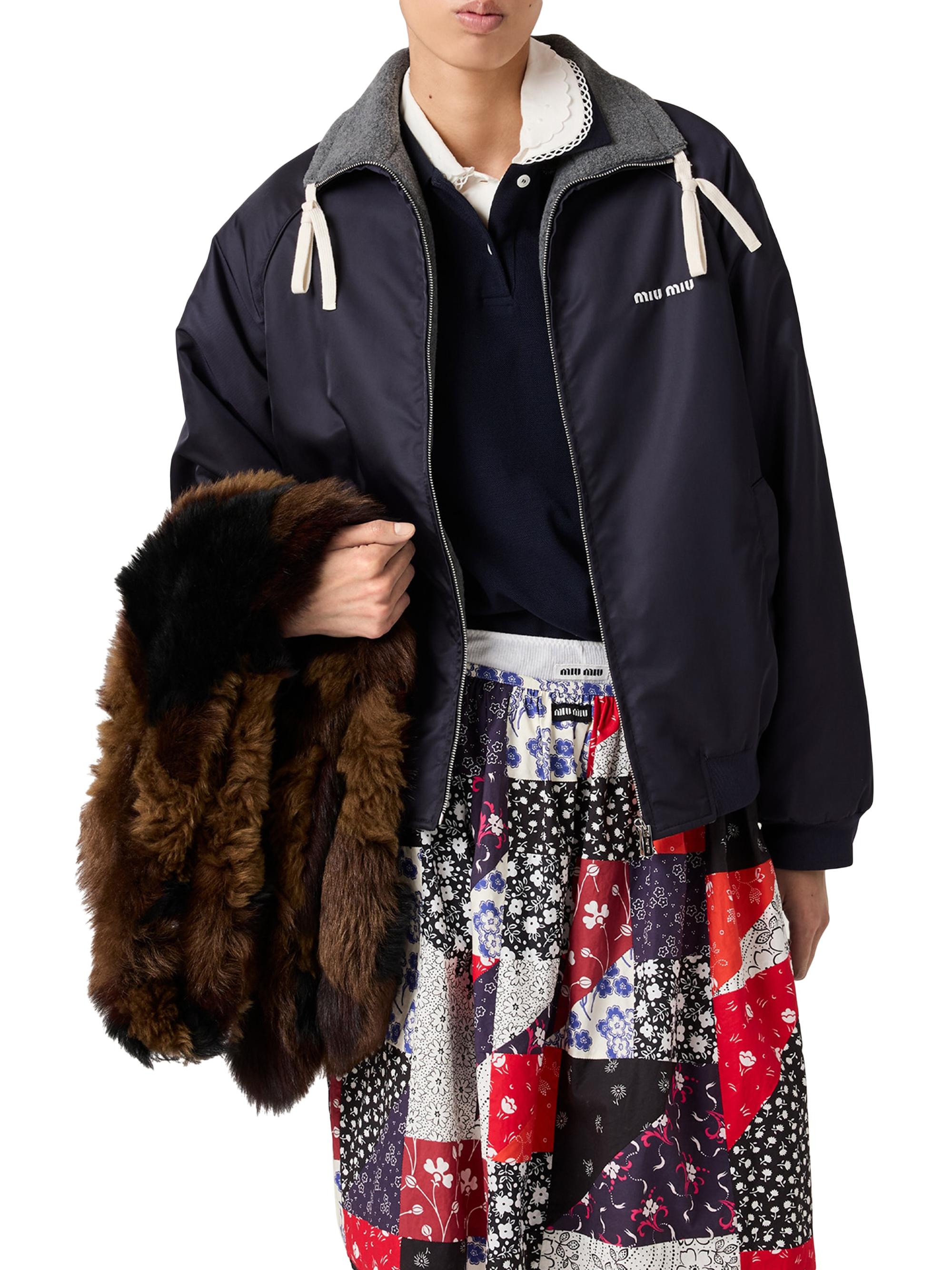 Miu Miu Technical Gazar and Fleece Bomber Jacket | Saks Fifth Avenue