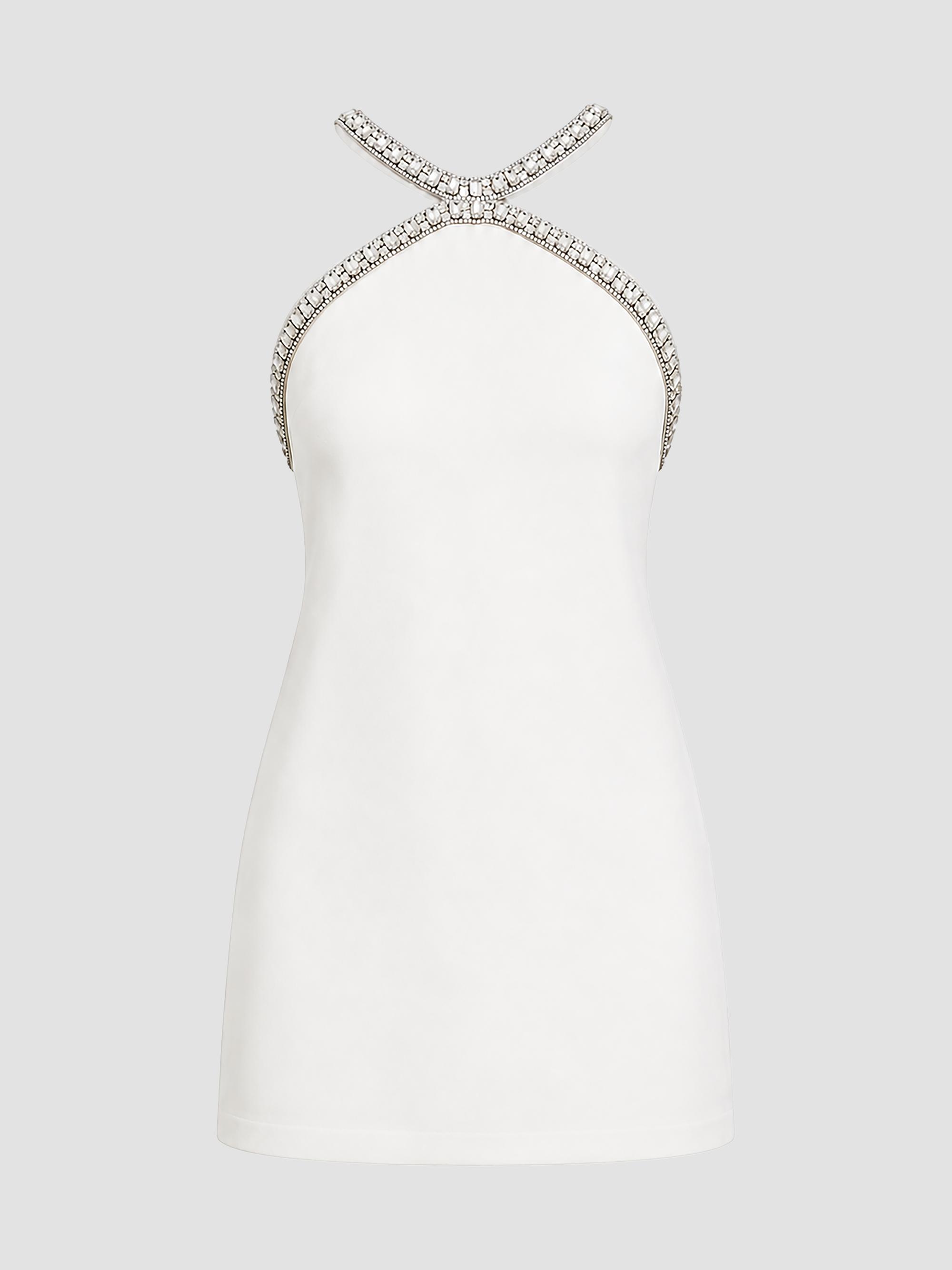 Retrofête Women's Ailsa Embellished Jersey Crepe Mini Dress - White Silver