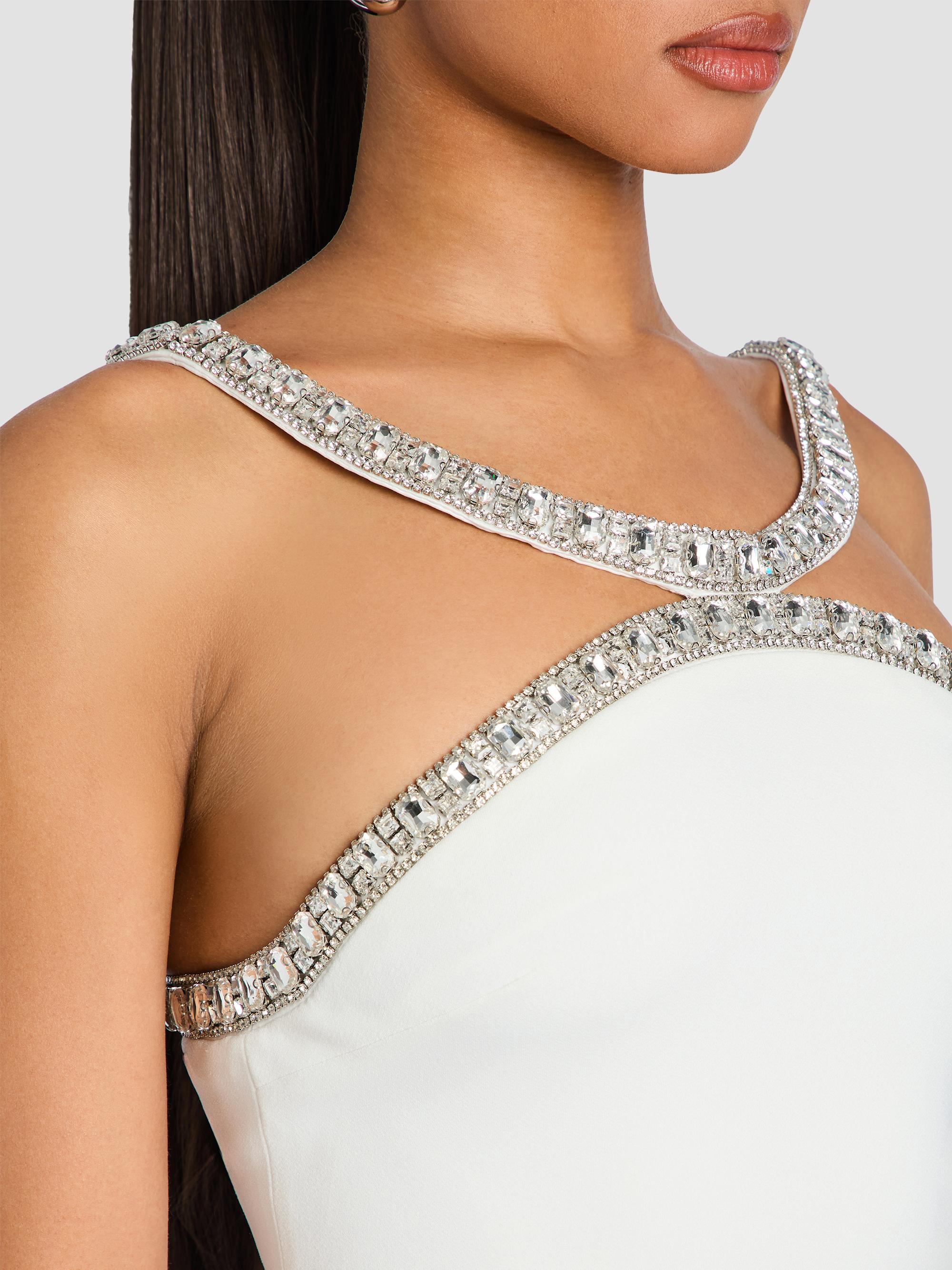 Retrofête Women's Ailsa Embellished Jersey Crepe Mini Dress - White Silver | Thumbnail 6