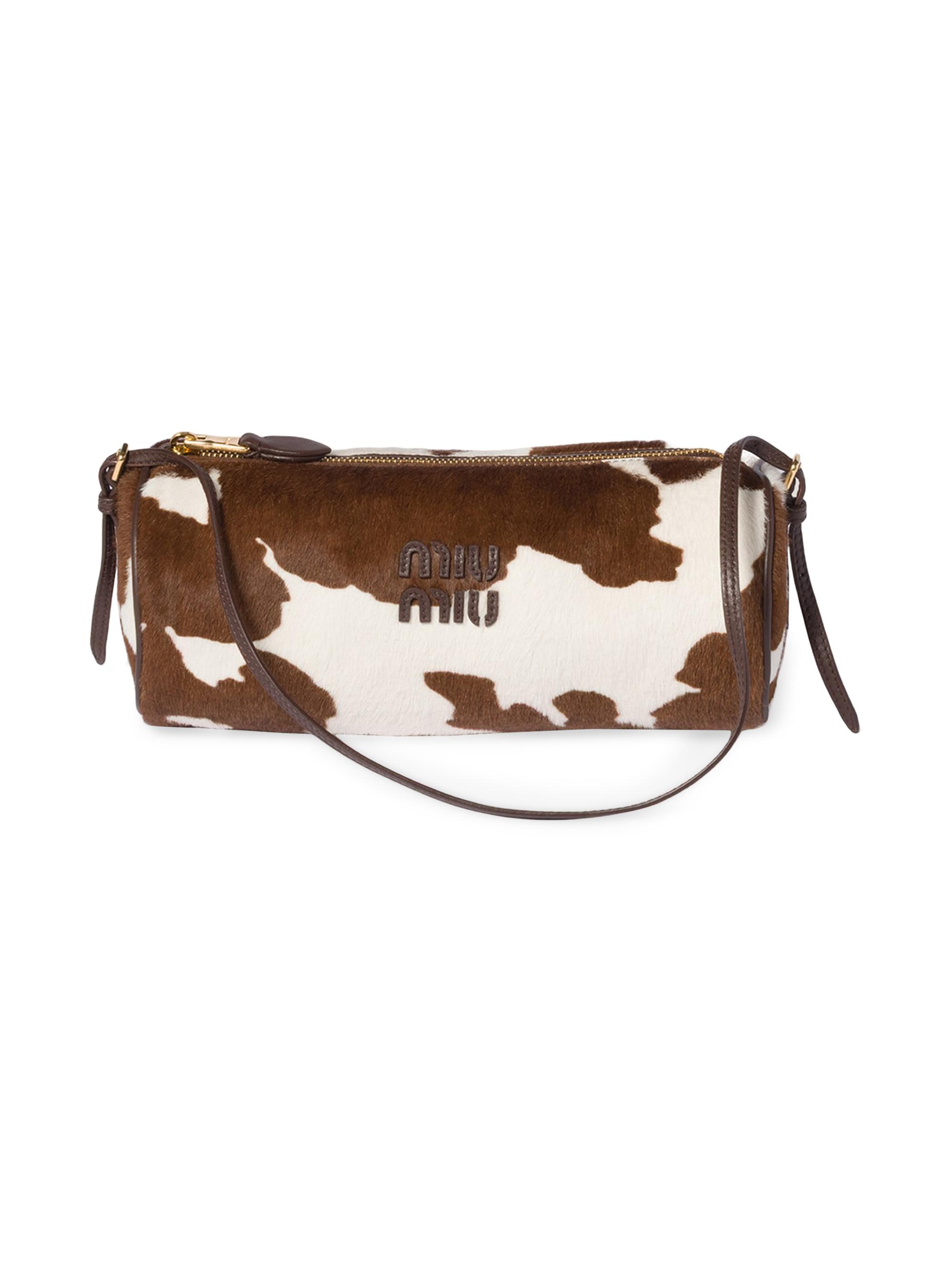 Miu Miu Women's Calf Hair Pouch - White Brown