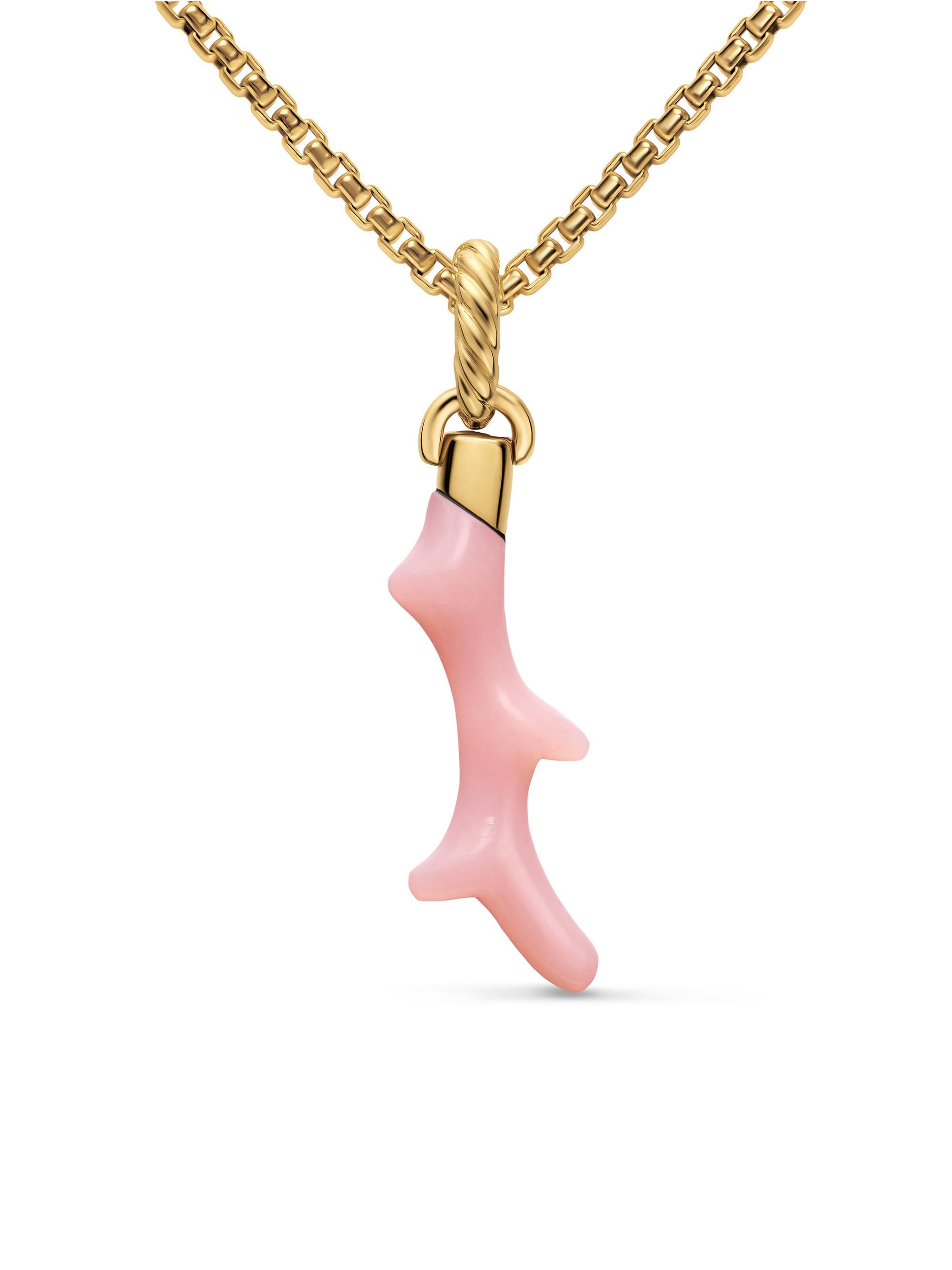 David Yurman Women's Petite Coral Amulet in 18K Yellow Gold - Pink Opal