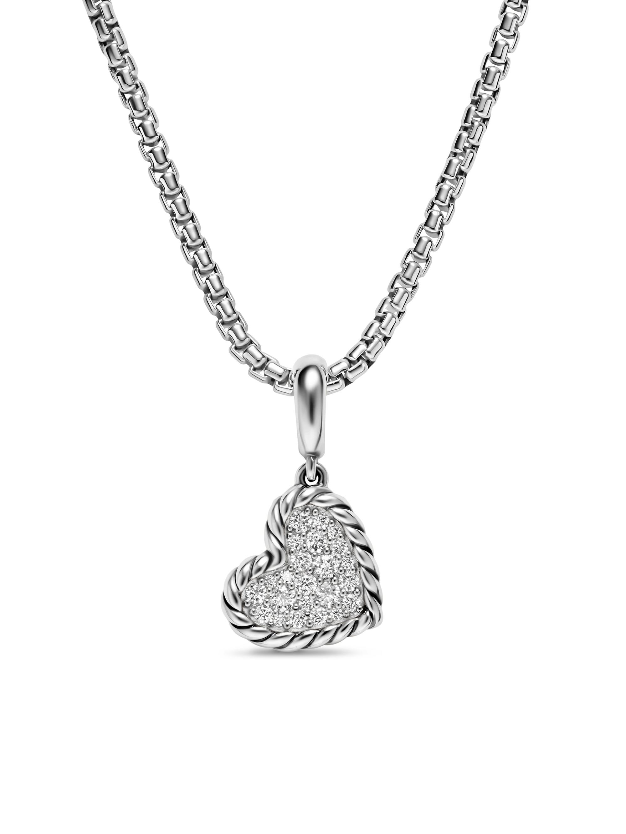 David Yurman Women's DY Elements Heart Pendant in Sterling Silver with Diamonds, 12.7MM - Diamond