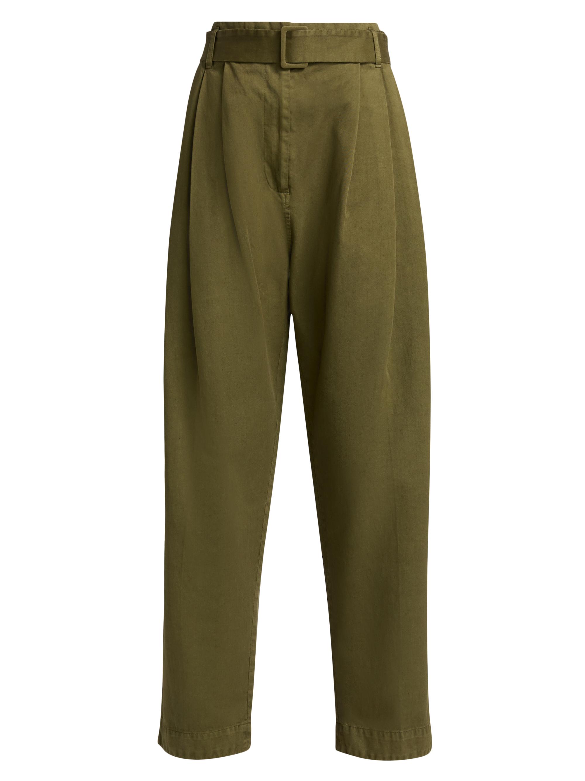 Co Women's Pleated Garment-Dyed tton Pants - Avocado