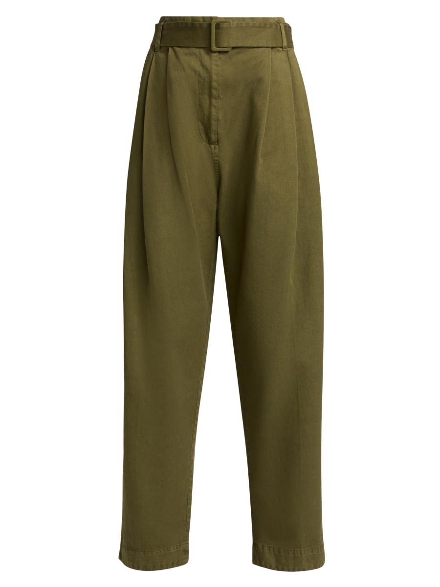 Co Women's Pleated Garment-dyed Tton Pants In Green