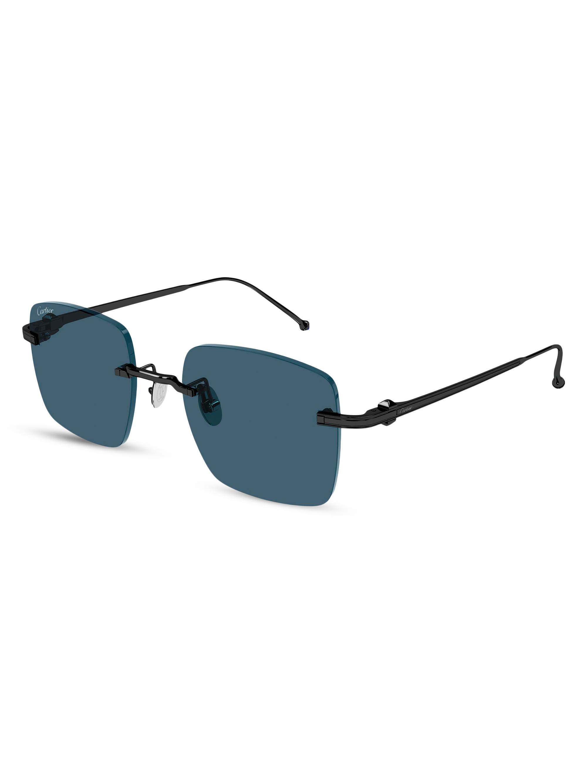 Cartier Men's Pasha de  52MM Rimless Squared Sunglasses - Black Blue