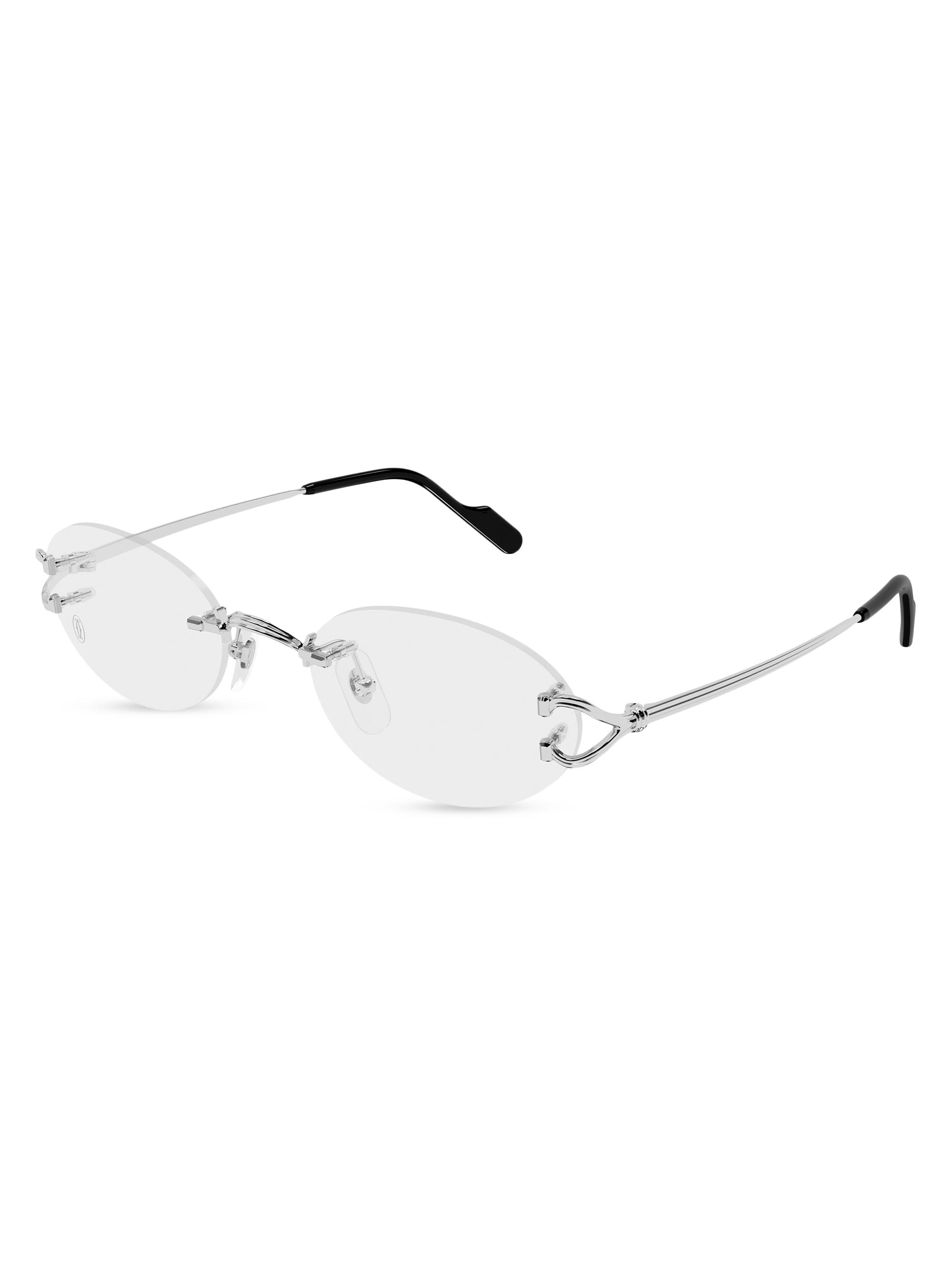 C Décor Platinum-Plated Metal Rimless Oval Optical Glasses