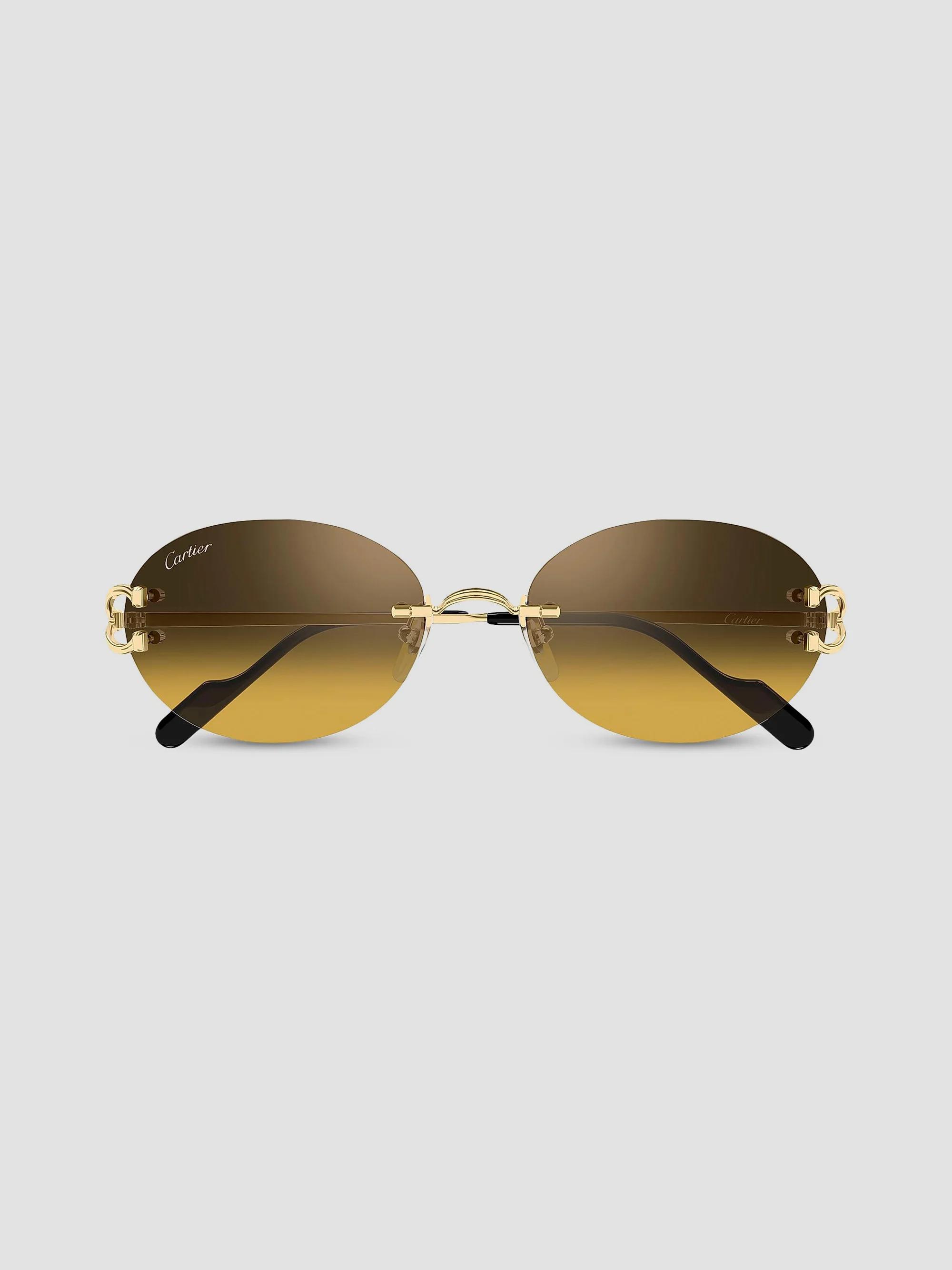 Cartier C Décor 55MM 24K-Gold-Plated Metal Rimless Oval Sunglasses
