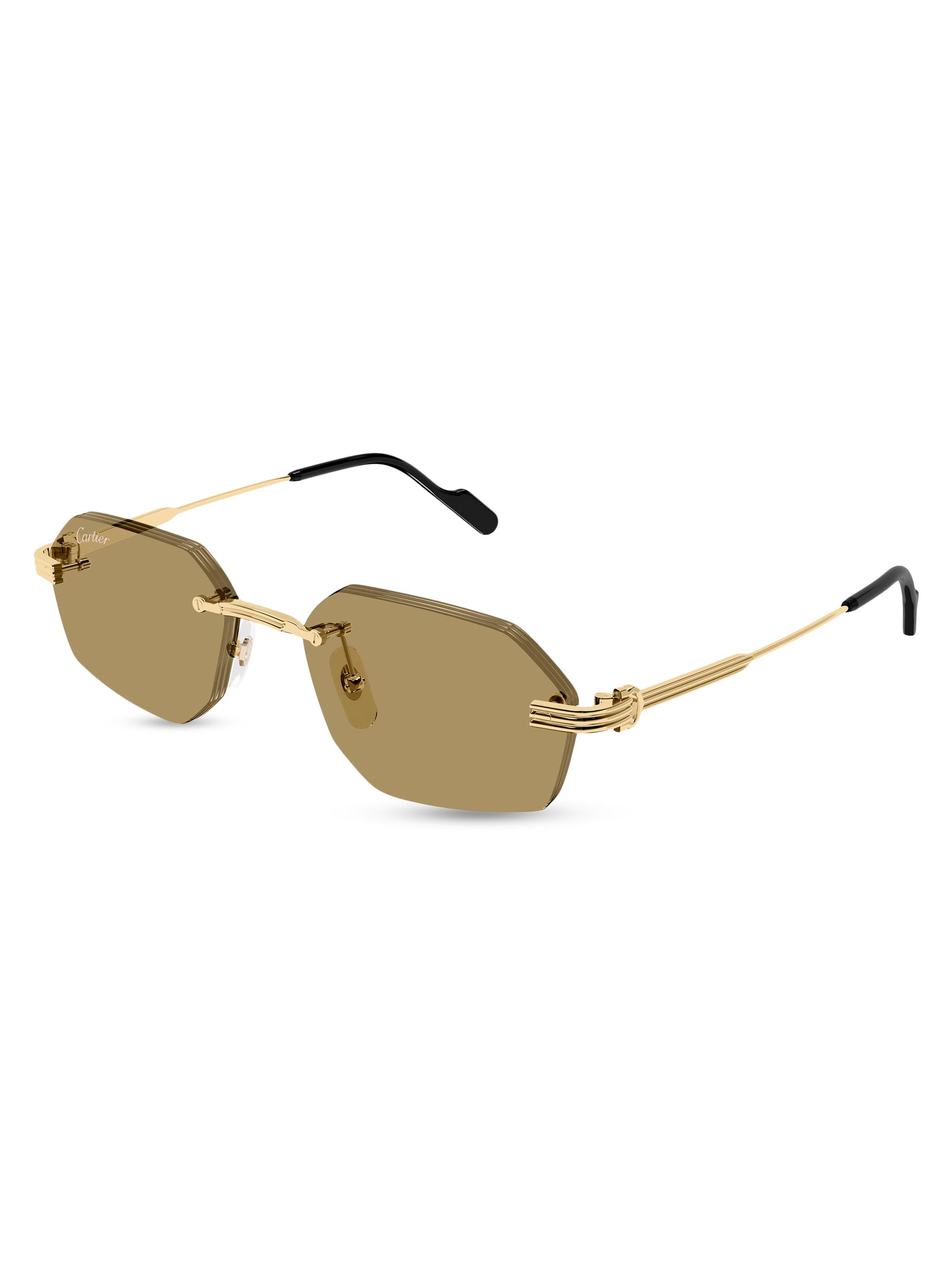 Première de Cartier 54MM 24K-Gold-Plated Rimless Geometric Sunglasses