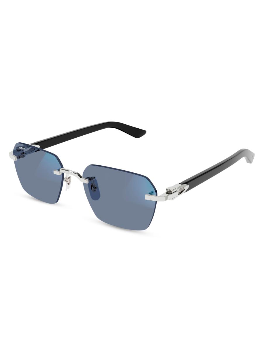 Cartier C Decor Platinum-Plated Rimless Squared Sunglasses | Saks