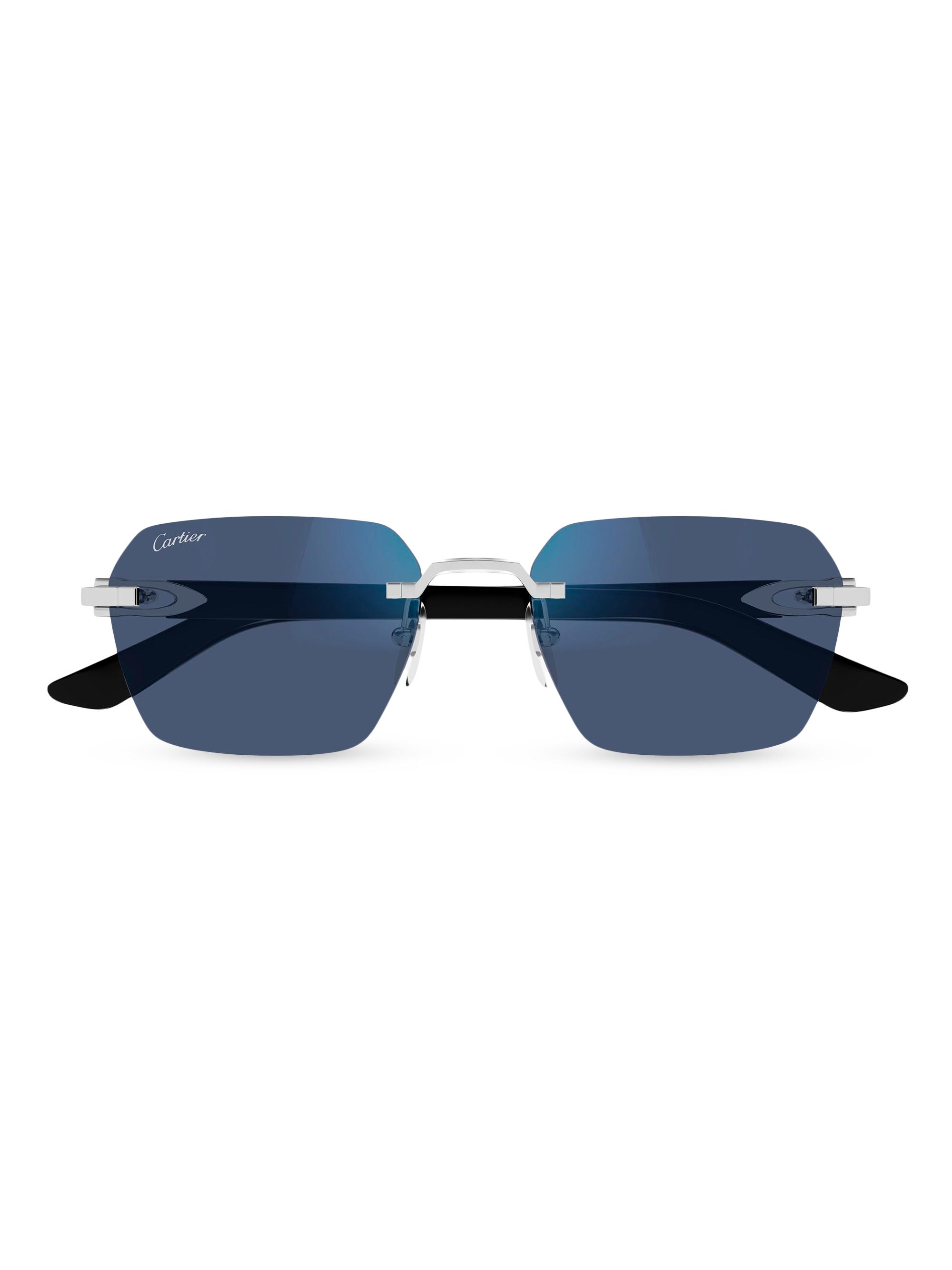 Cartier C Decor Platinum-Plated Rimless Squared Sunglasses | Saks
