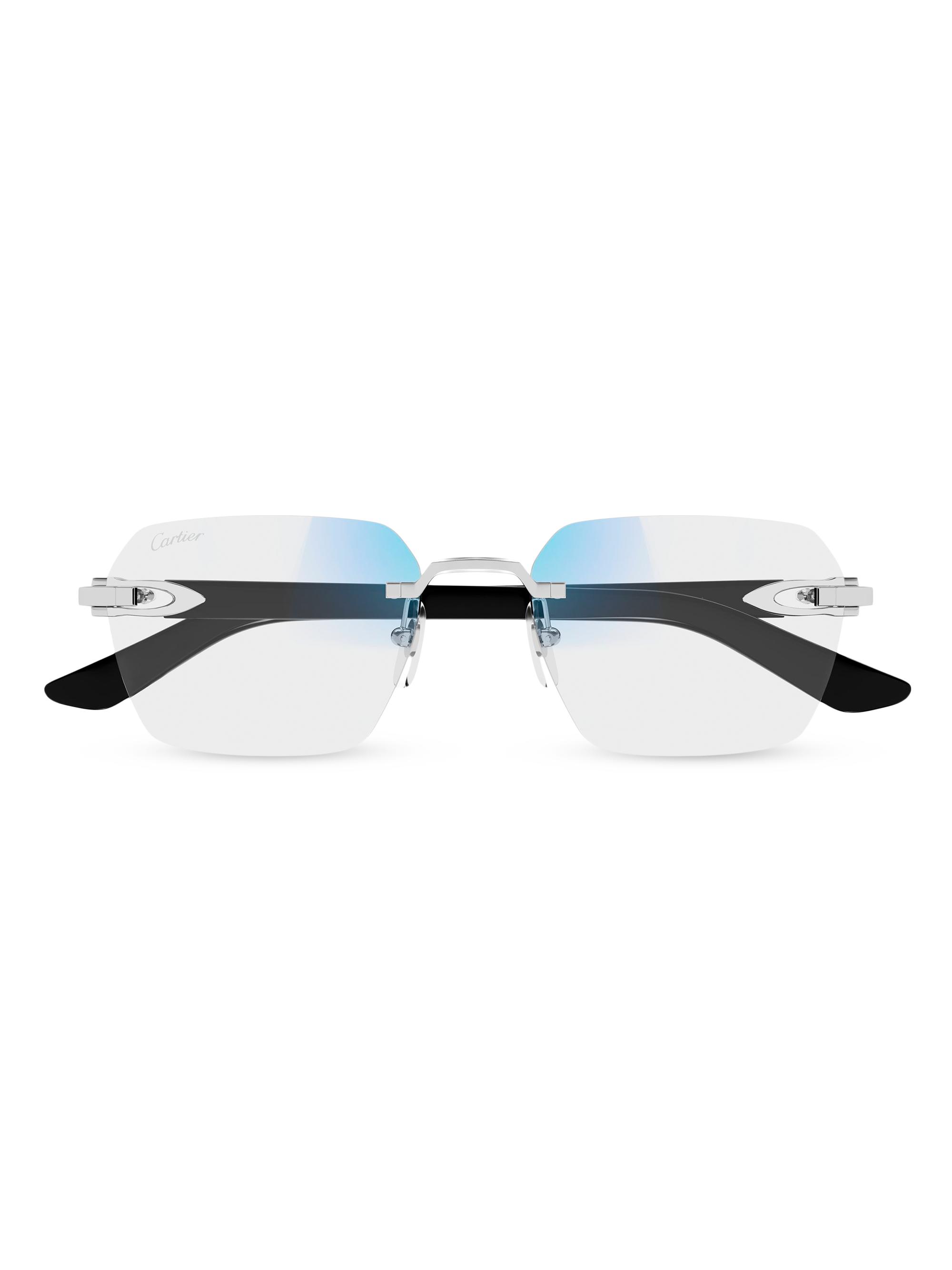 Cartier C Decor Platinum-Plated Rimless Squared Sunglasses | Saks