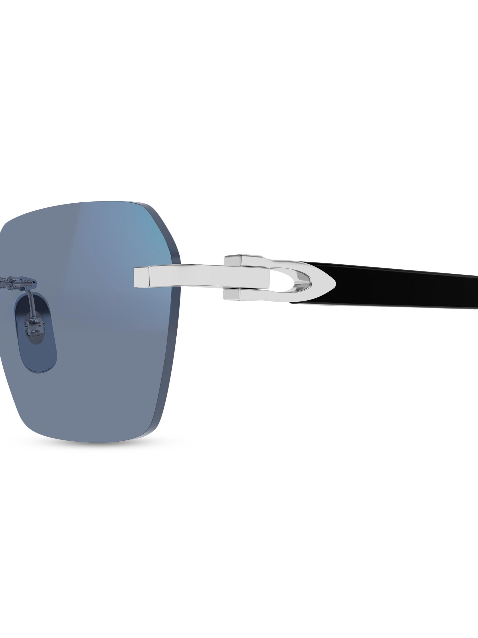 Cartier C Decor Platinum-Plated Rimless Squared Sunglasses | Saks