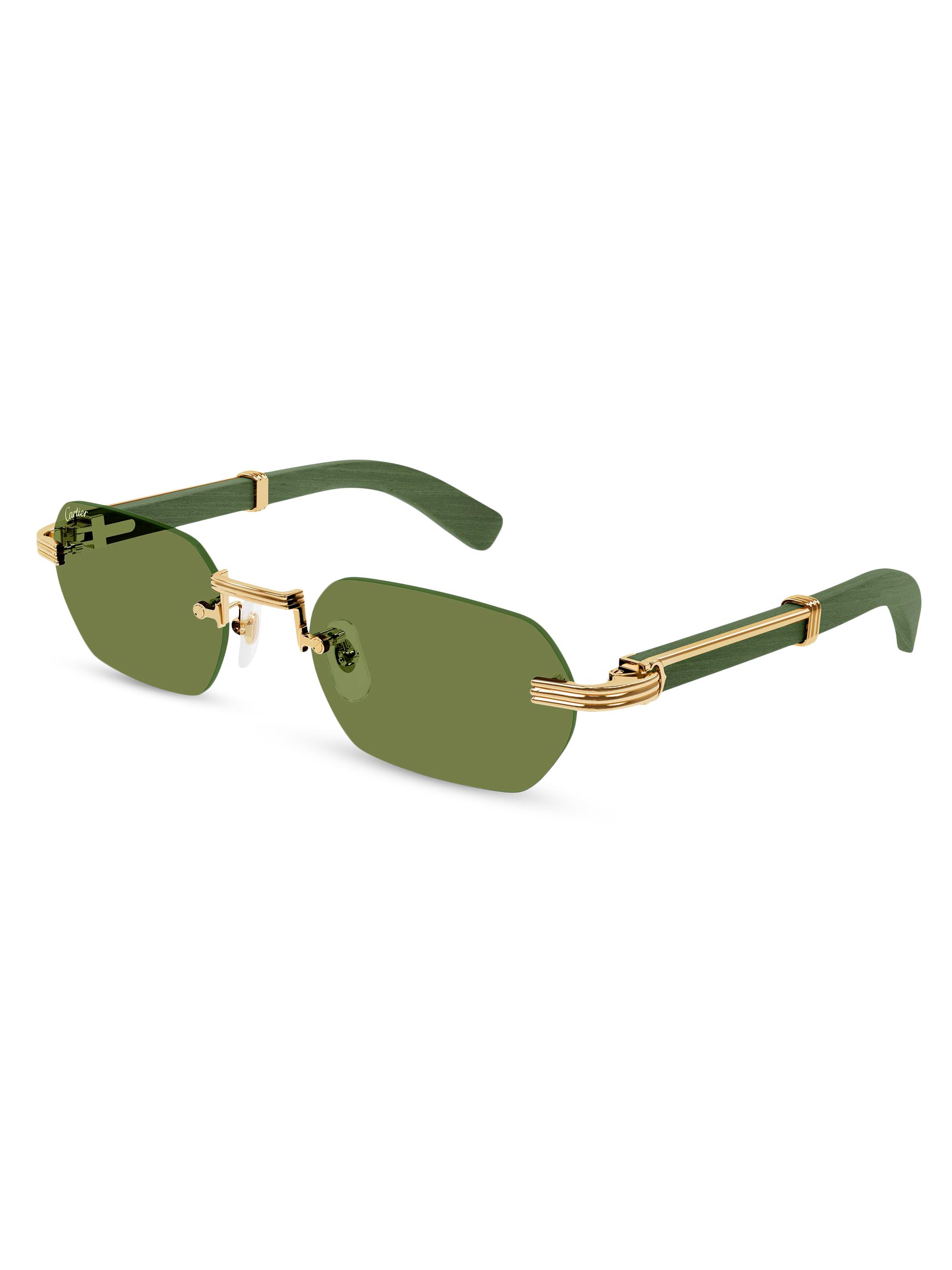 Cartier Men's Première De  54MM 24K-Gold-Plated Rimless Rectangular Sunglasses - Gold Green