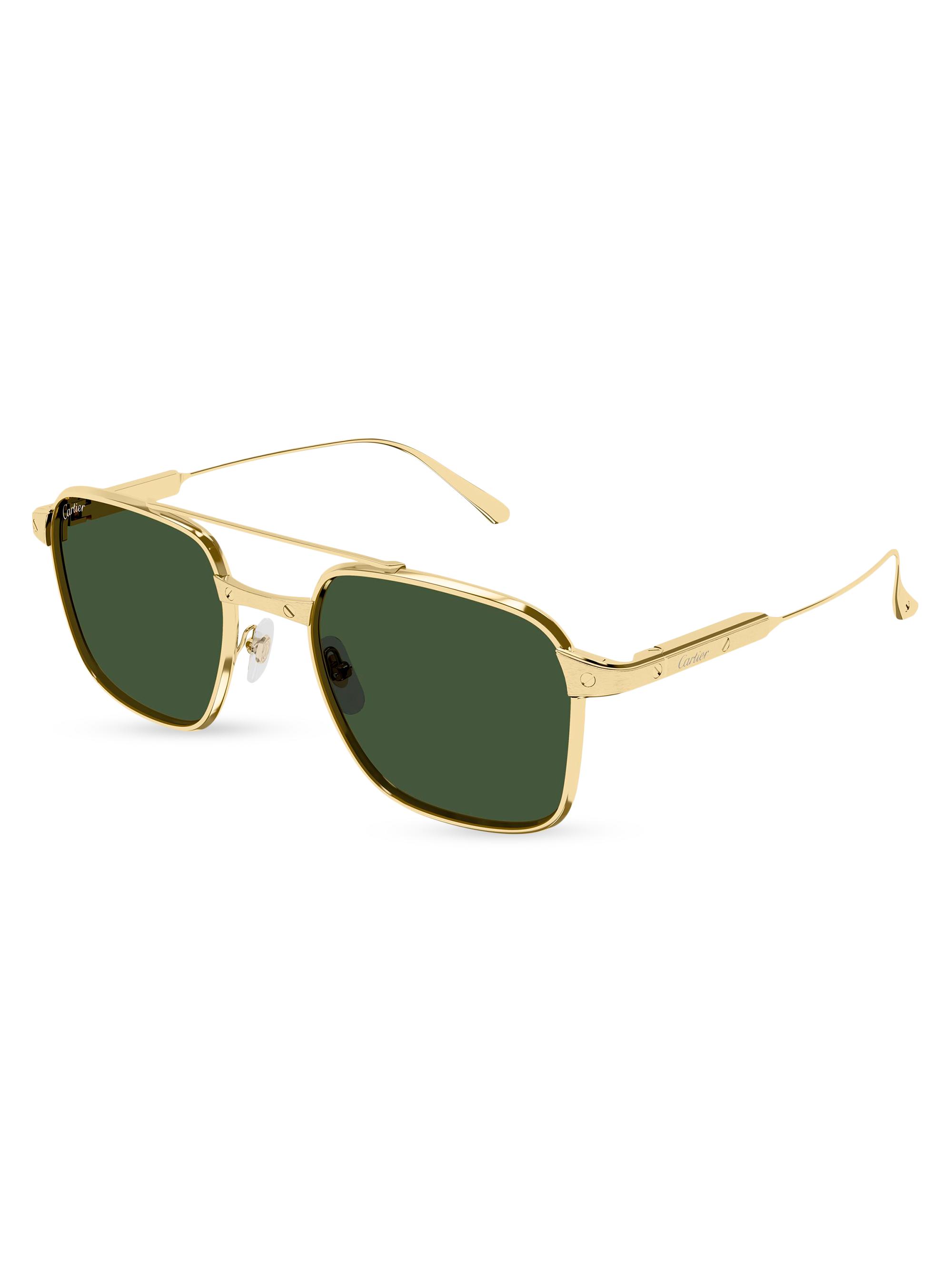Cartier Men's Santos Light 54MM Square Sunglasses - Gold Green