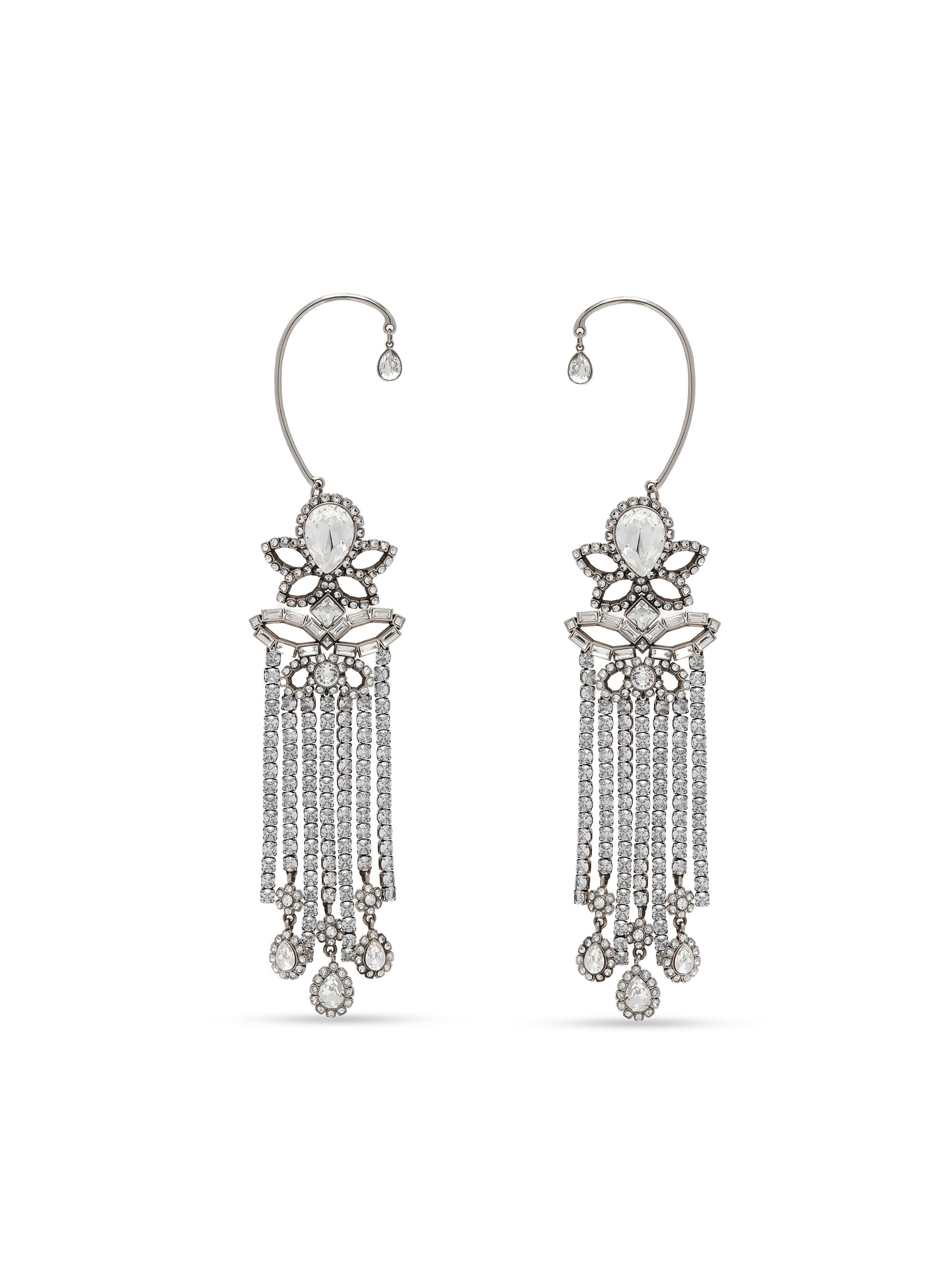 McQueen Women's Chandelier Silvertone & Crystal Drop Earrings - Black