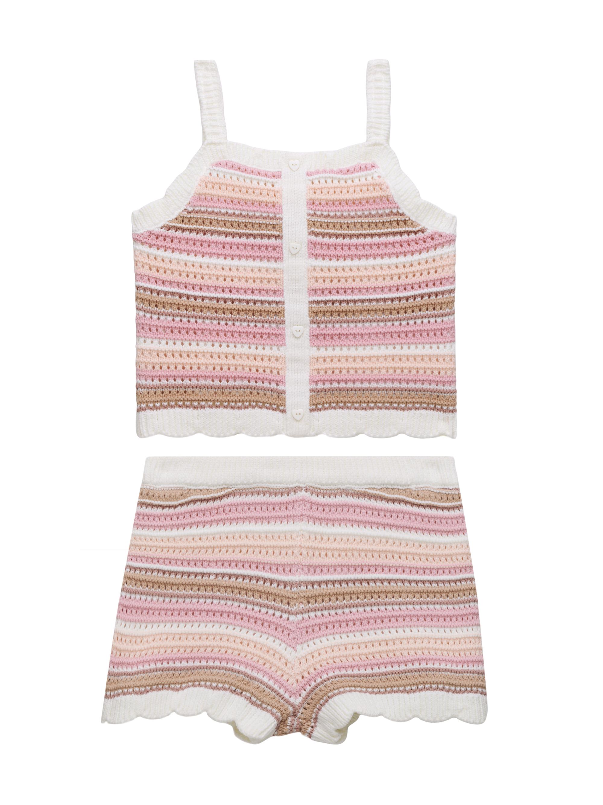 Design History Little Girl's Striped Tank & Shorts Set - White Combo